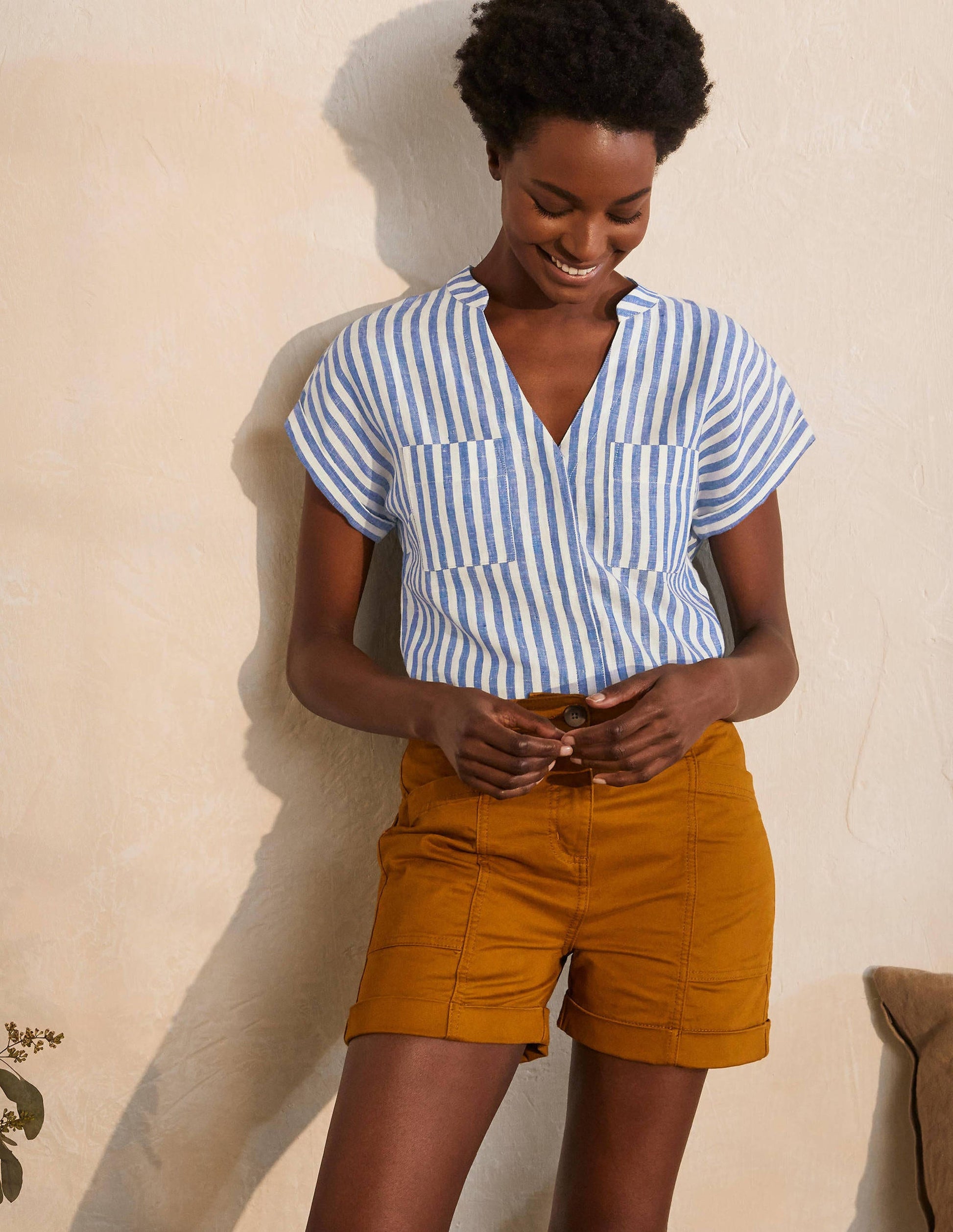 Evie Linen Shirt-Summit Stripe-5