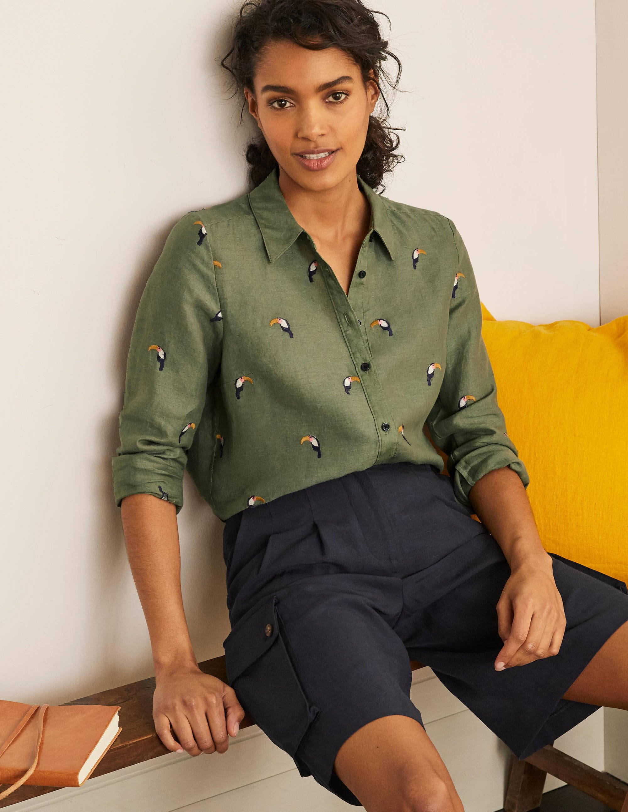 Embroidered Linen Shirt-Alder - Image 5