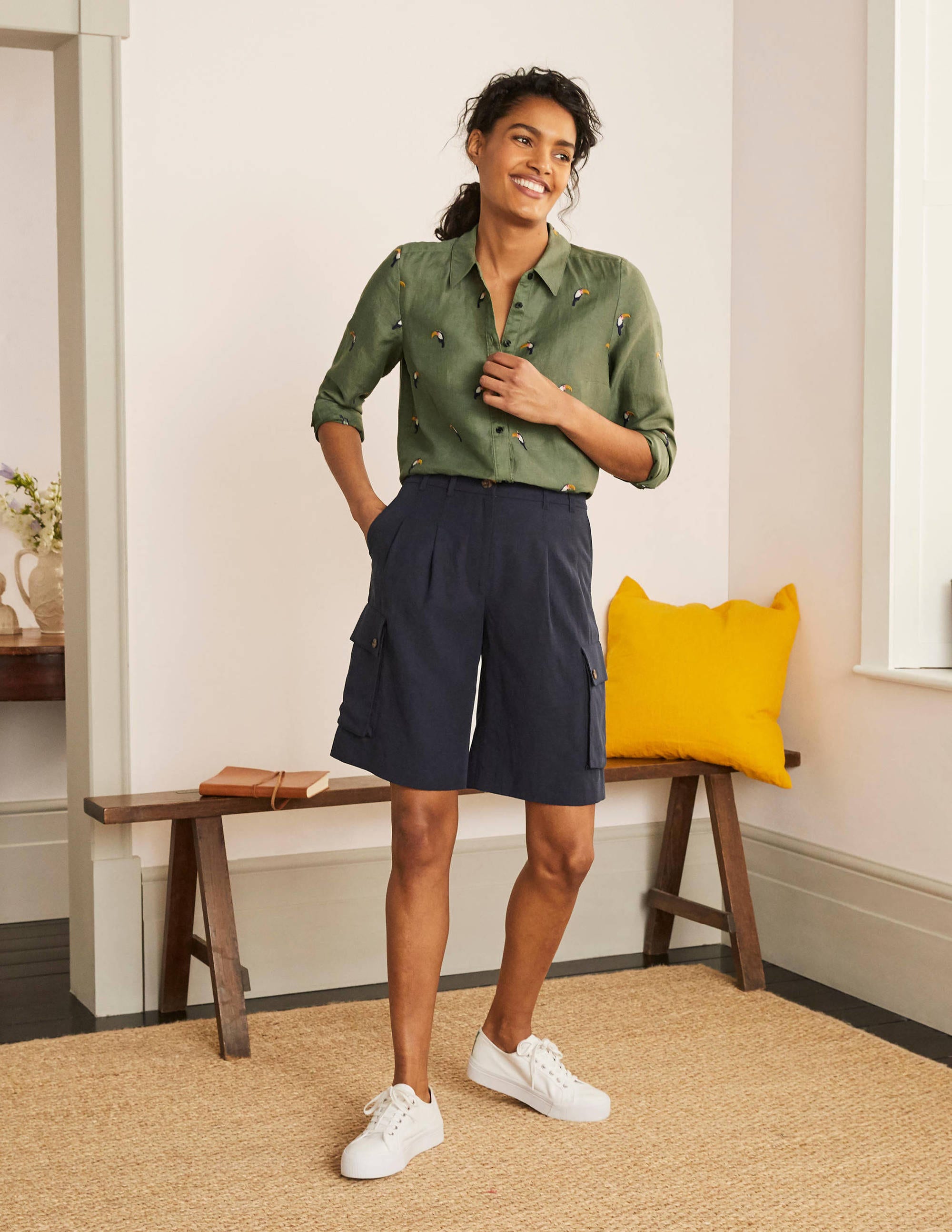 Embroidered Linen Shirt-Alder - Image 1