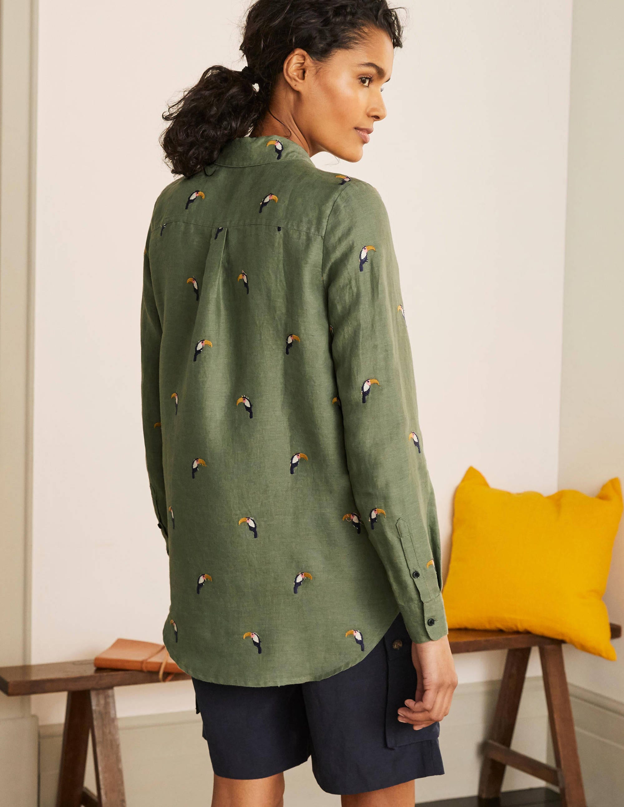 Embroidered Linen Shirt-Alder - Image 2