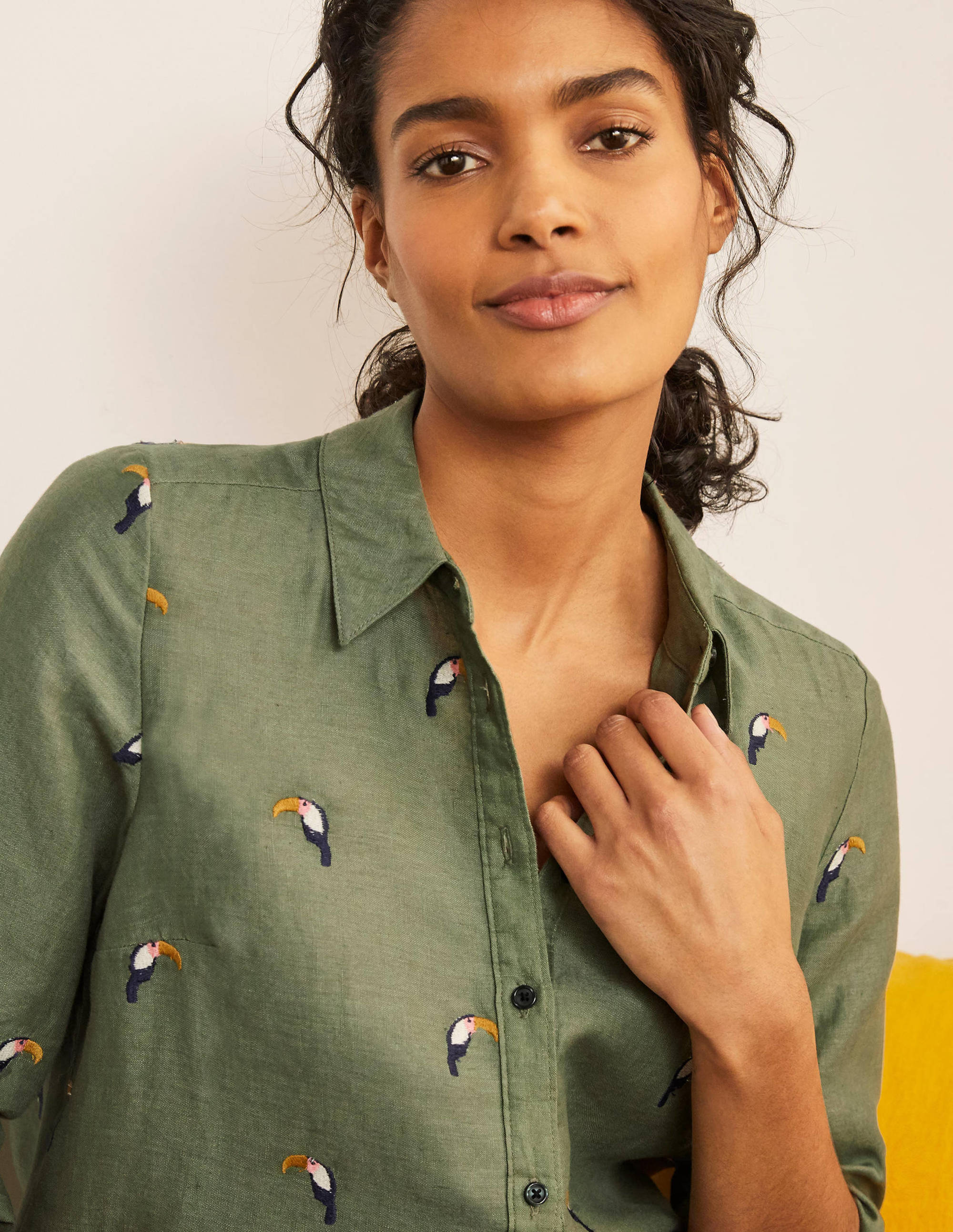 Embroidered Linen Shirt-Alder - Image 3