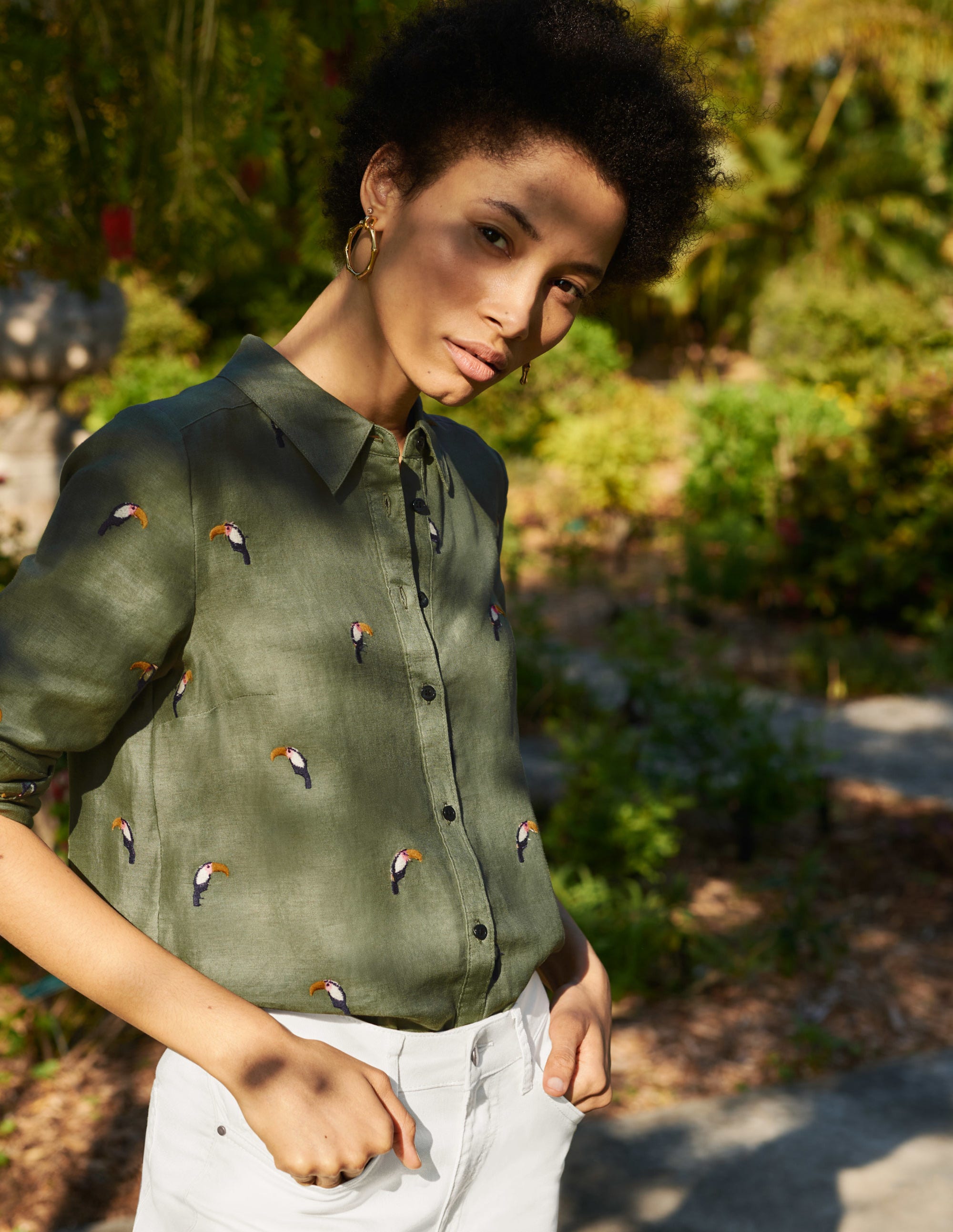 Embroidered Linen Shirt-Alder - Image 4
