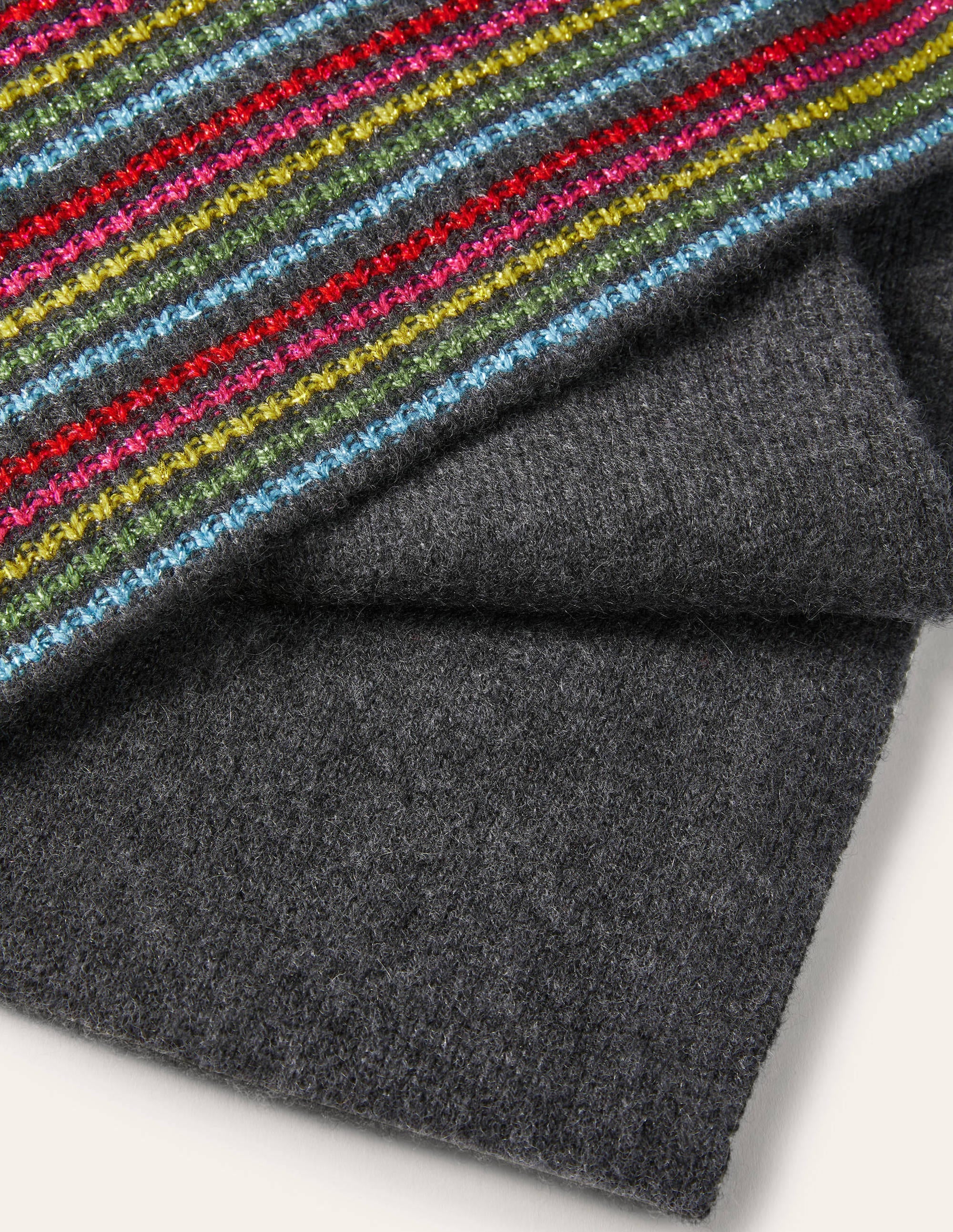 Cashmere Scarf-Charcoal Melange/Lurex Stripe - Image 2