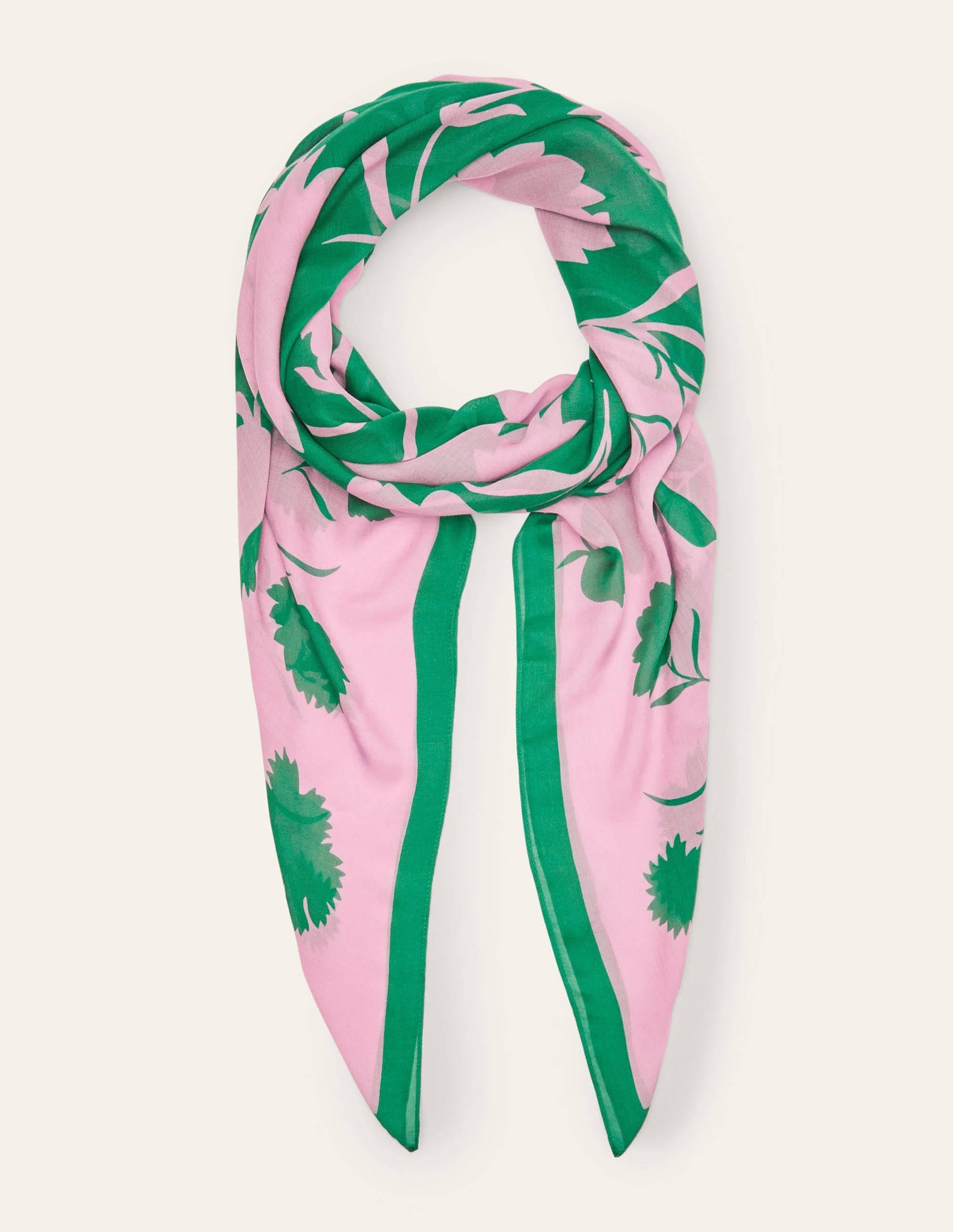 Print Scarf-Pink Lemonade, Leafy Bud-1