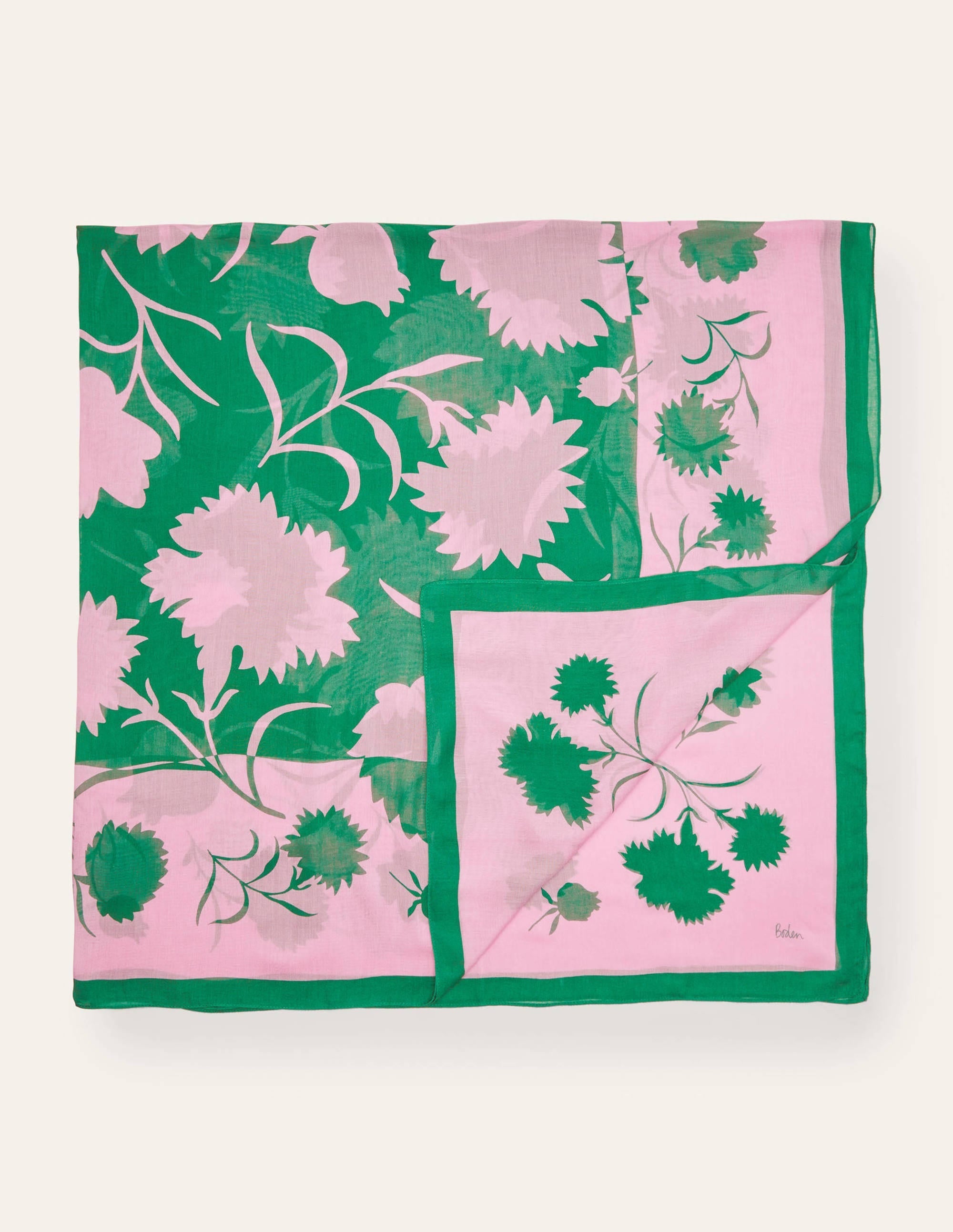 Print Scarf-Pink Lemonade, Leafy Bud - Image 4