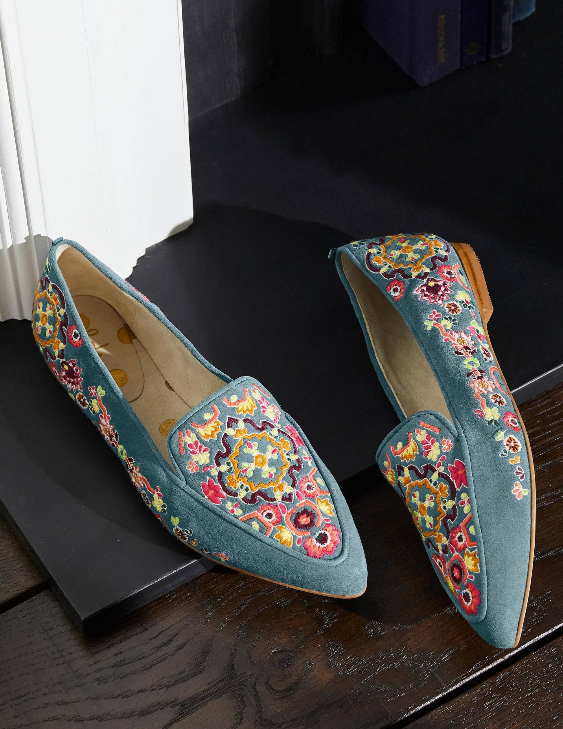Embroidered Loafers-Cobble Grey, Tapestry-1