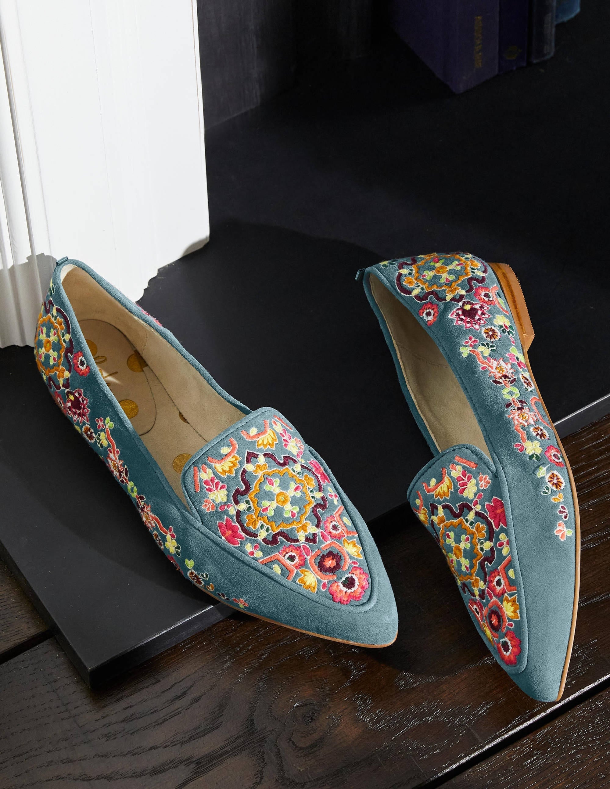 Embroidered Loafers-Cobble Grey, Tapestry - Image 1