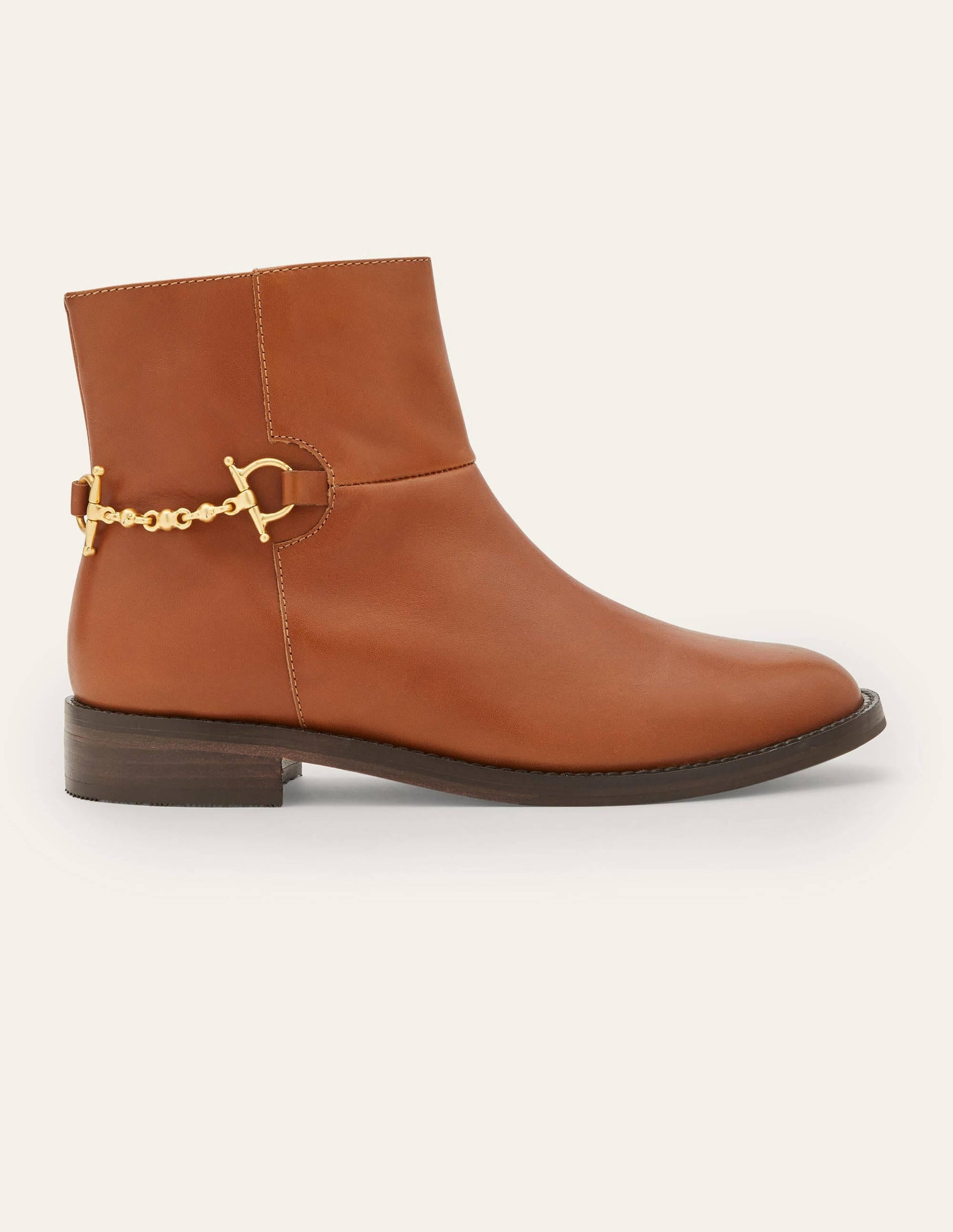 Snaffle Detail Ankle Boots-Dark Tan-2