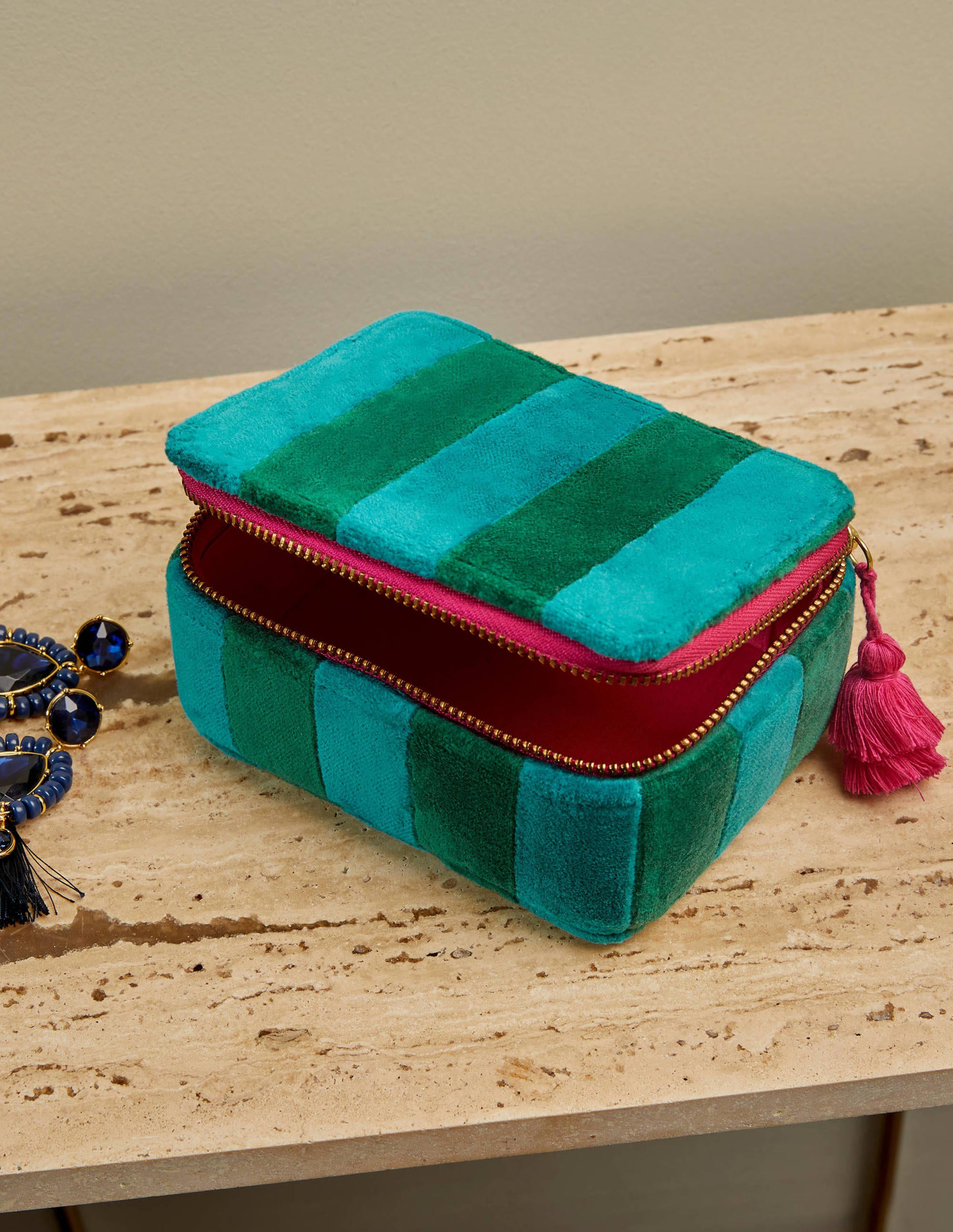 Velvet Trinket Box-Sail/Forest - Image 1