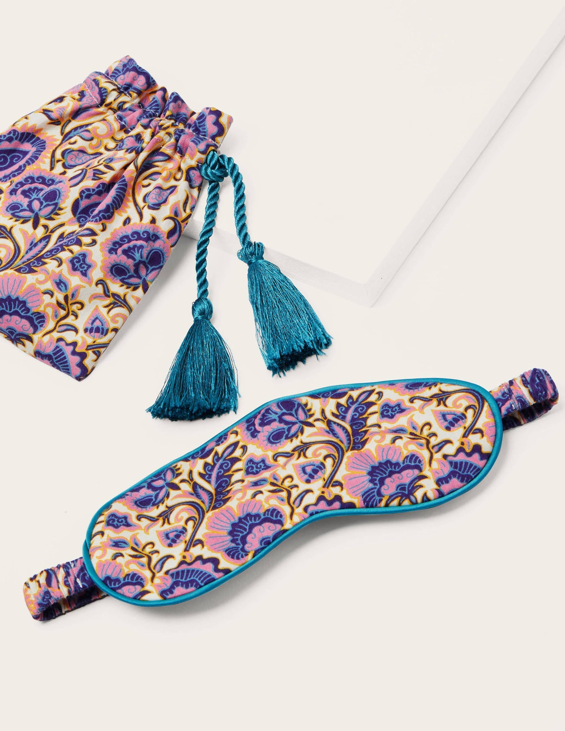 Printed Eye Mask-Ivory, Rich Floral-1