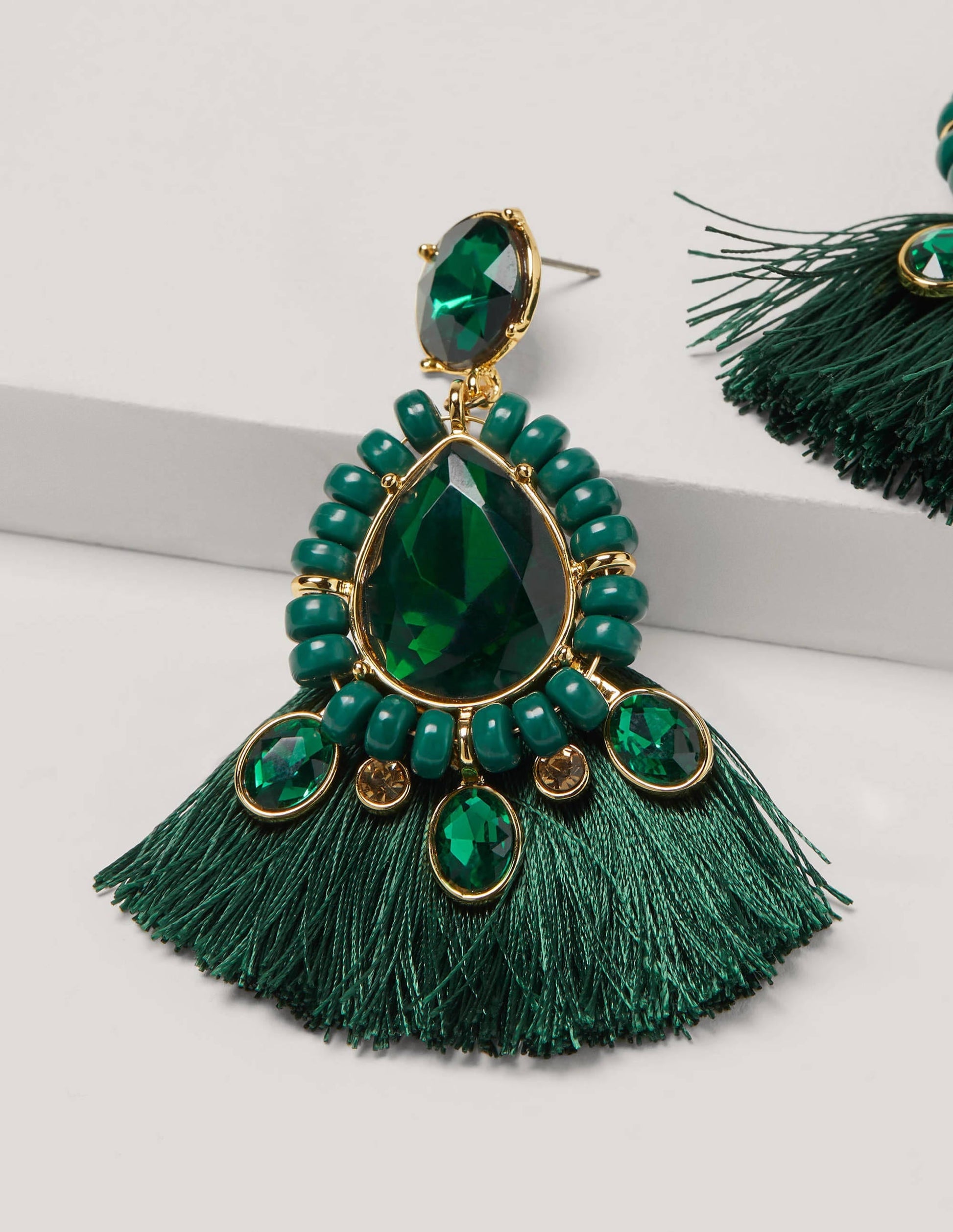 Jewelled Fringe Earrings-Midnight Garden-3