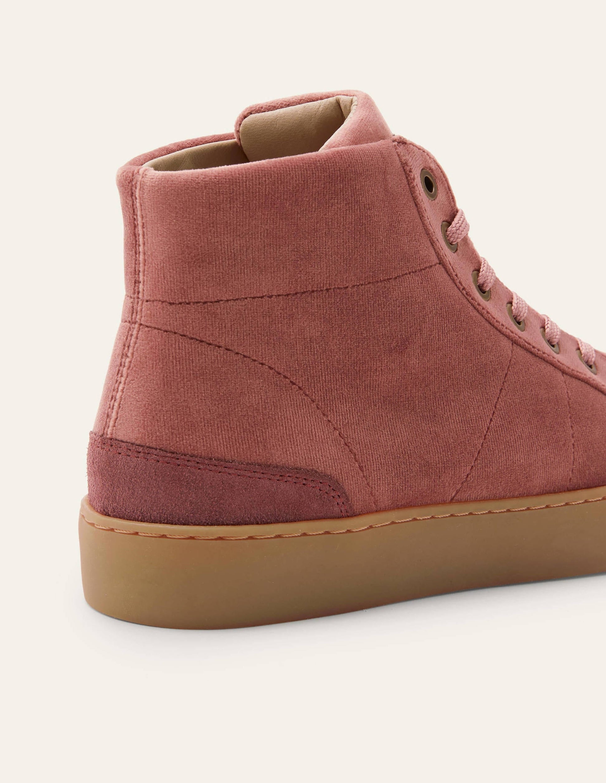 Emma Velvet High Top Trainers-Dusty Rose-4