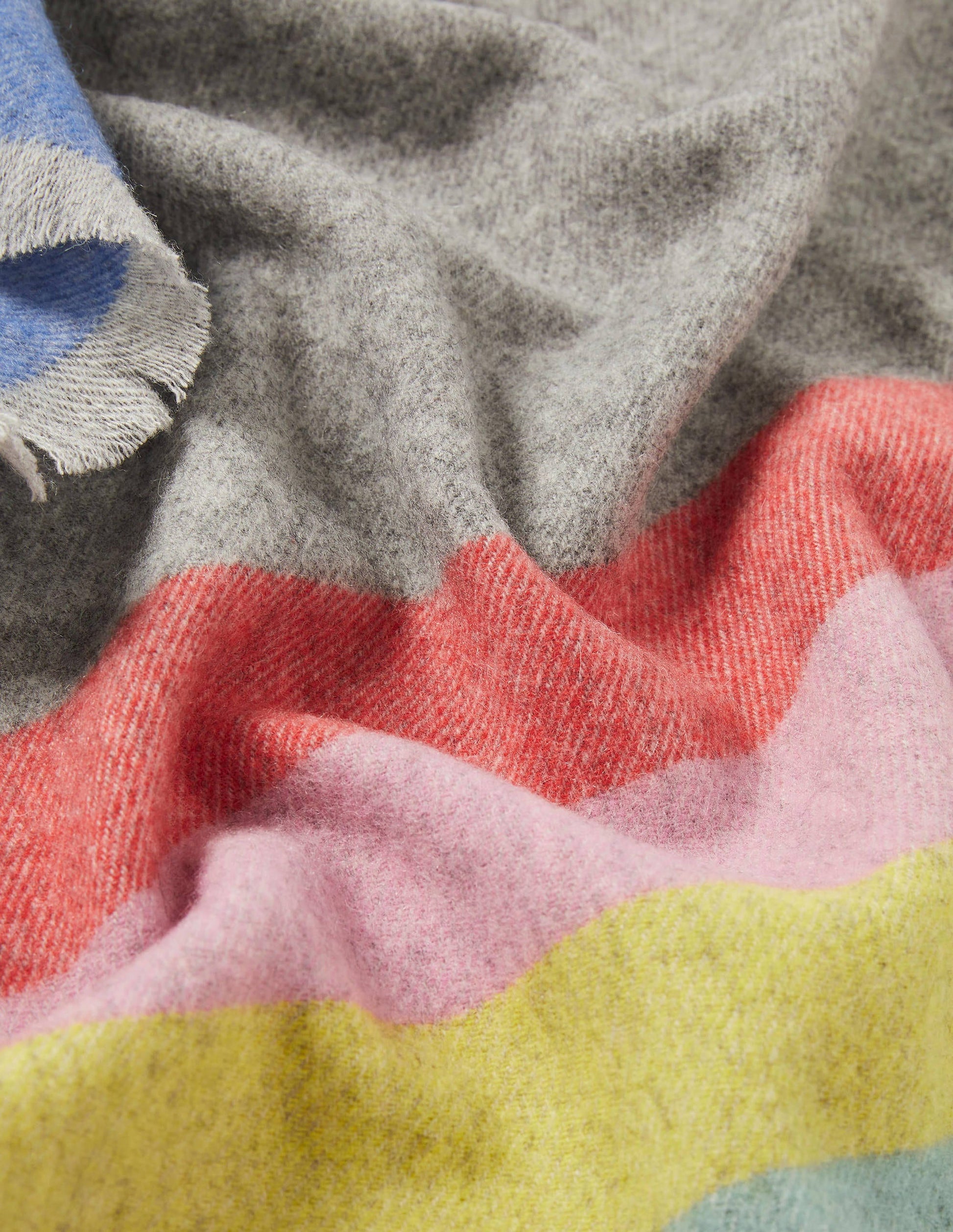 Wool Scarf-Grey, Rainbow Stripe-2