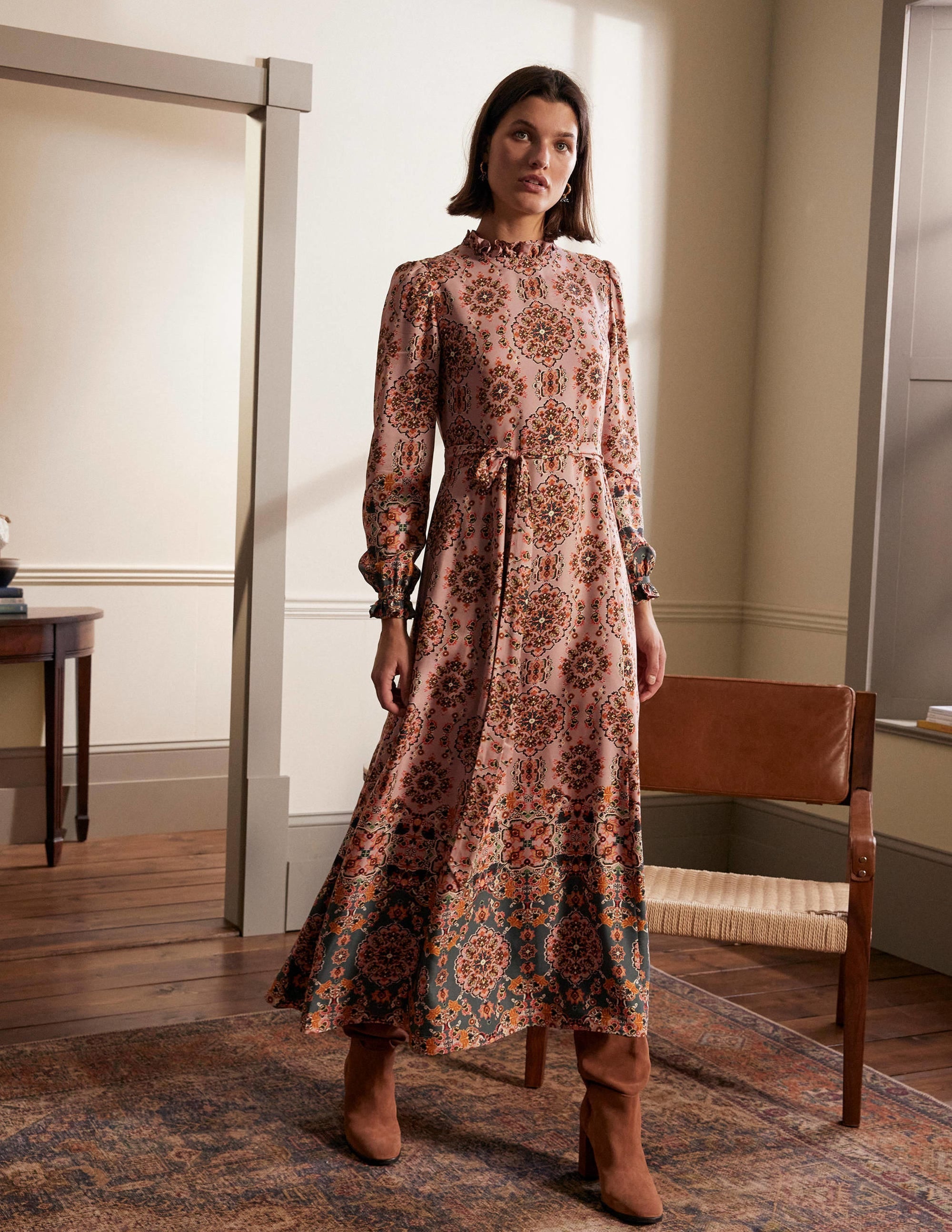 Mariam Dress-Old Rose, Intricate Tapestry - Image 1