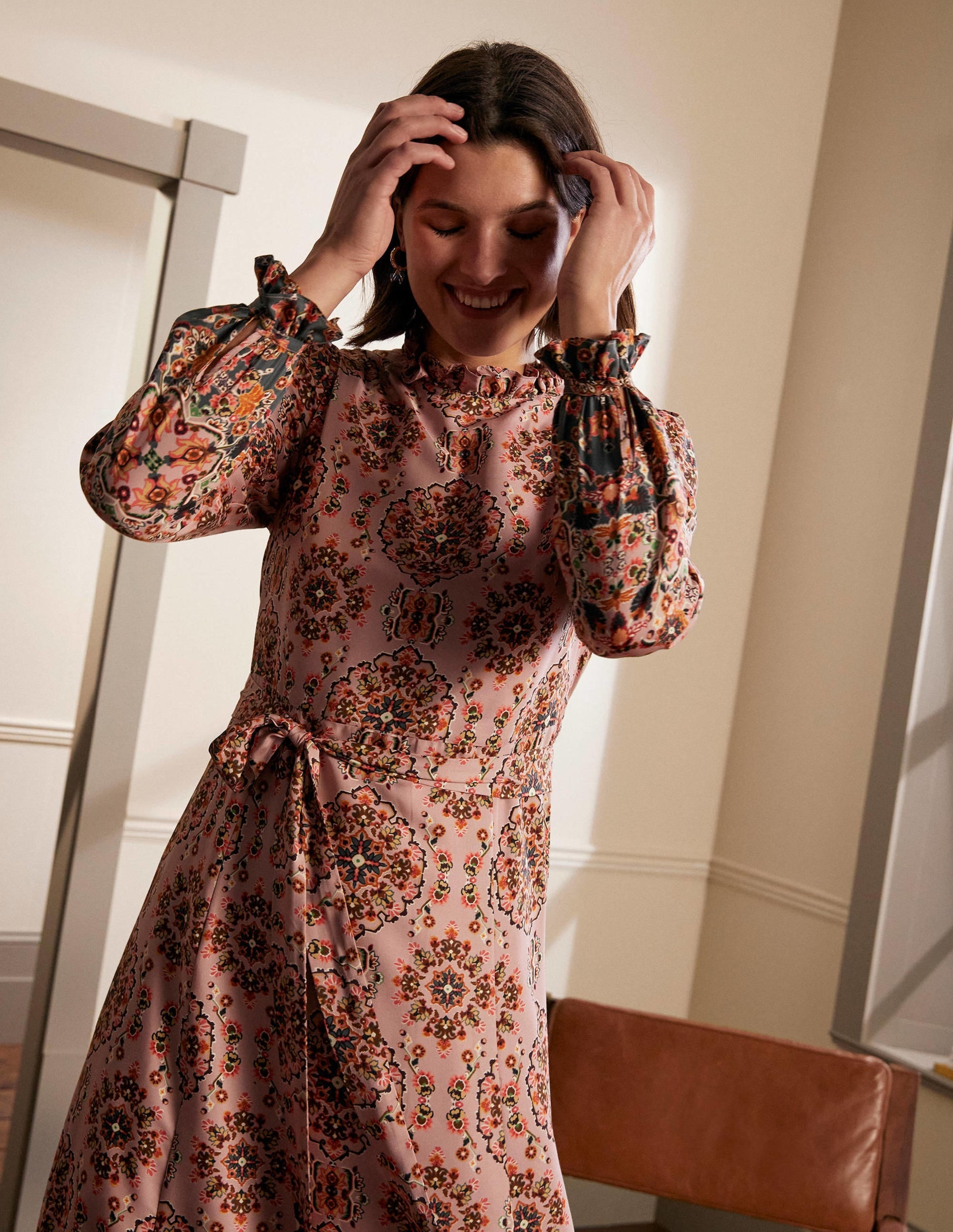 Mariam Dress-Old Rose, Intricate Tapestry - Image 2
