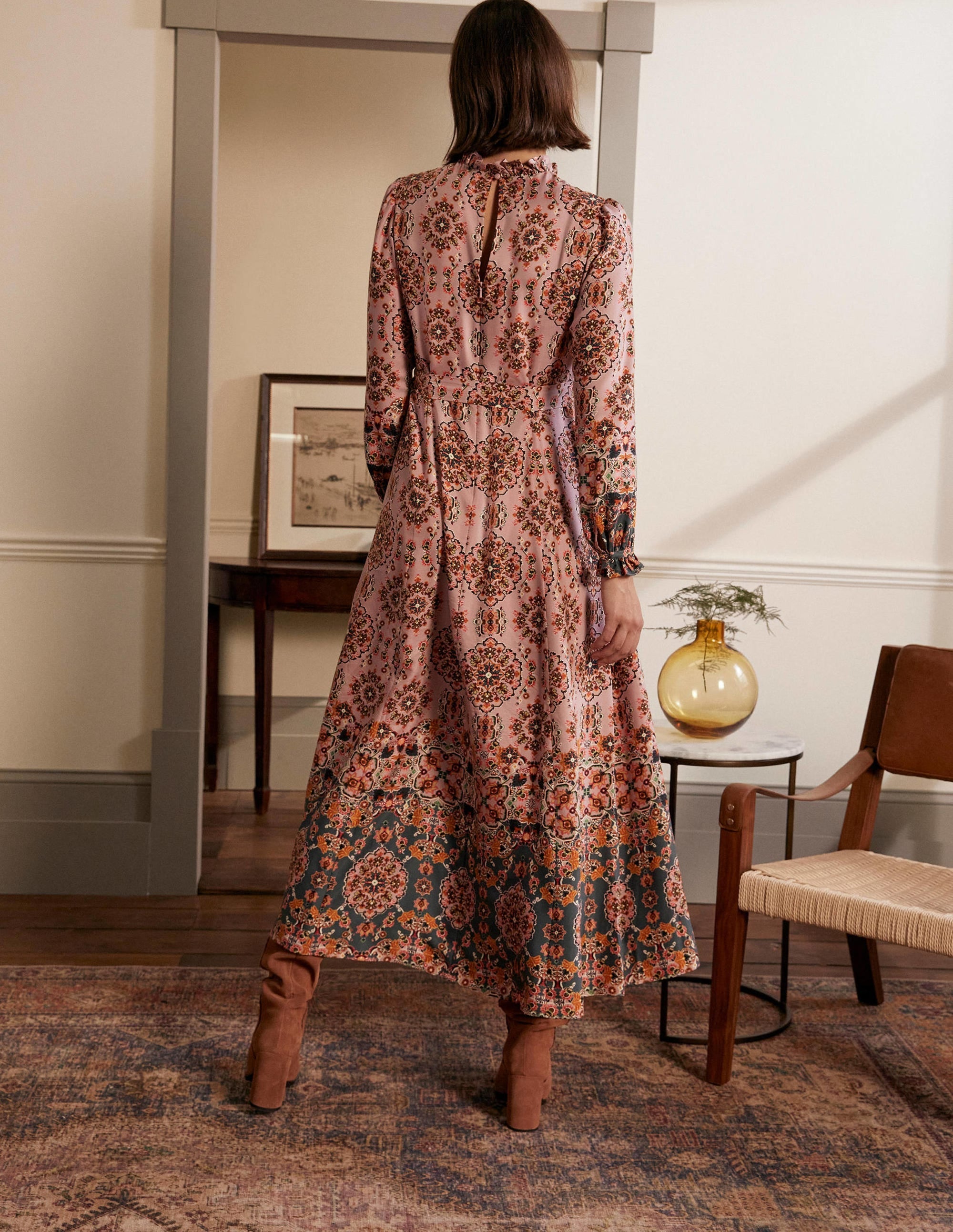 Mariam Dress-Old Rose, Intricate Tapestry - Image 3