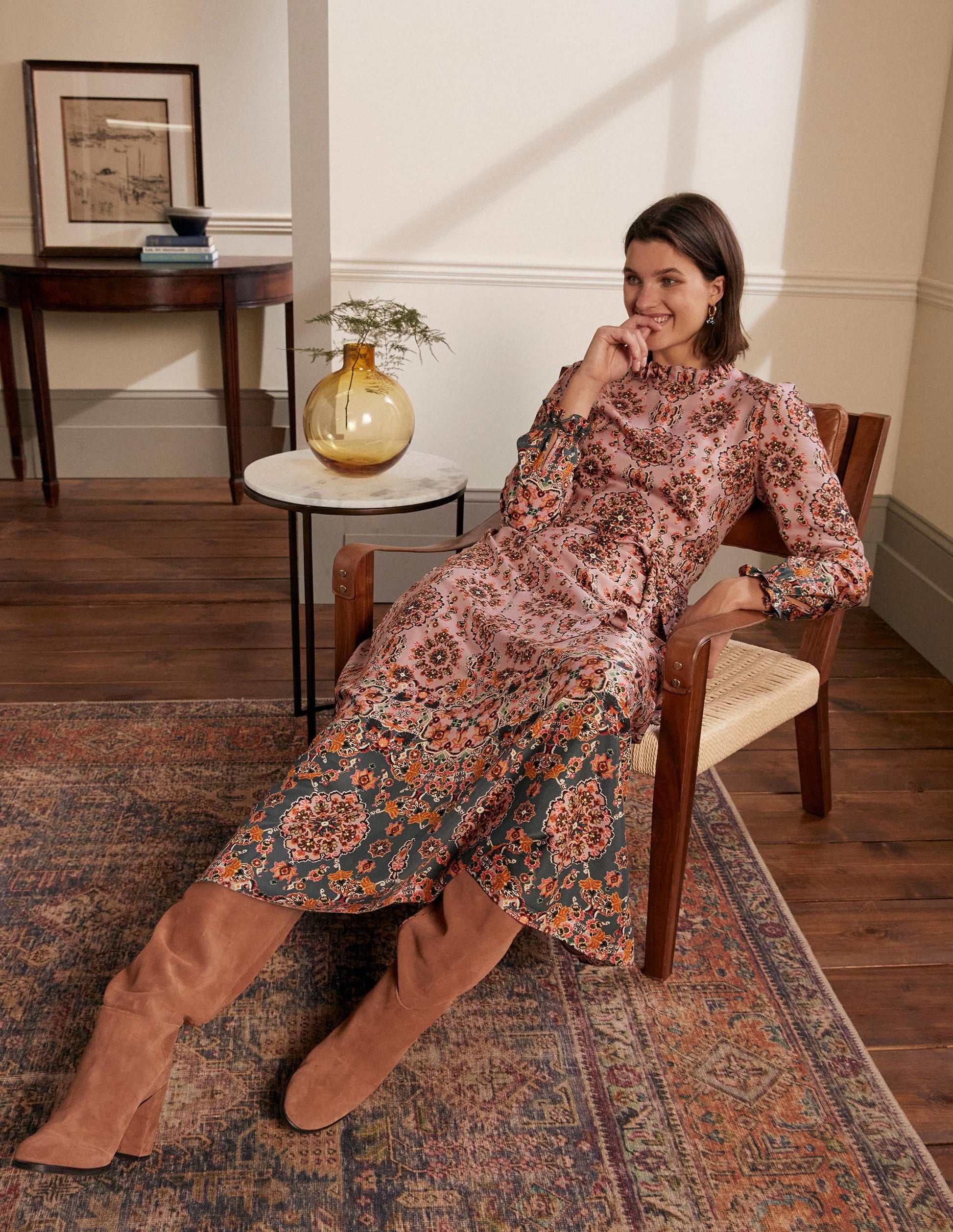 Mariam Dress-Old Rose, Intricate Tapestry-4