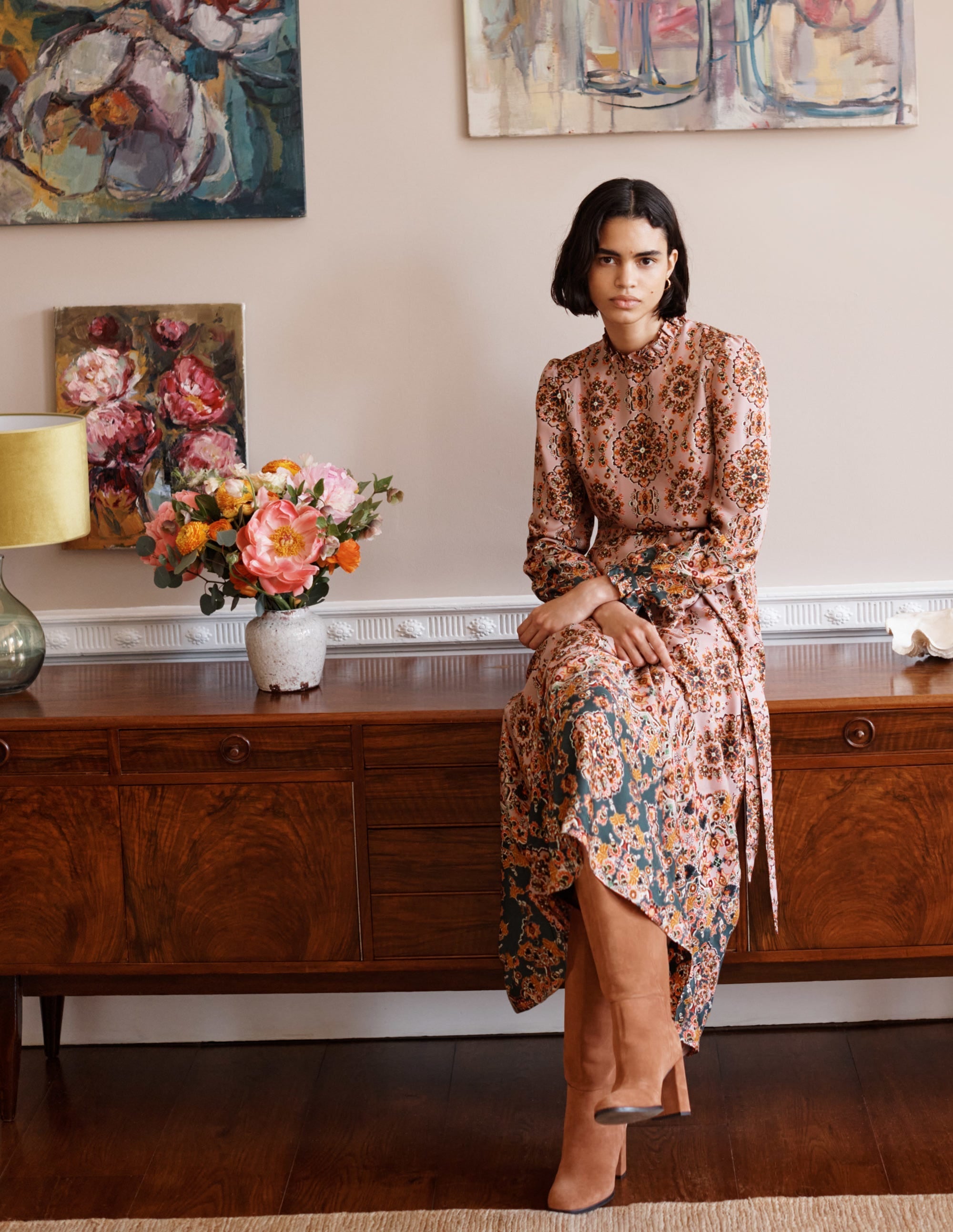 Mariam Dress-Old Rose, Intricate Tapestry - Image 5