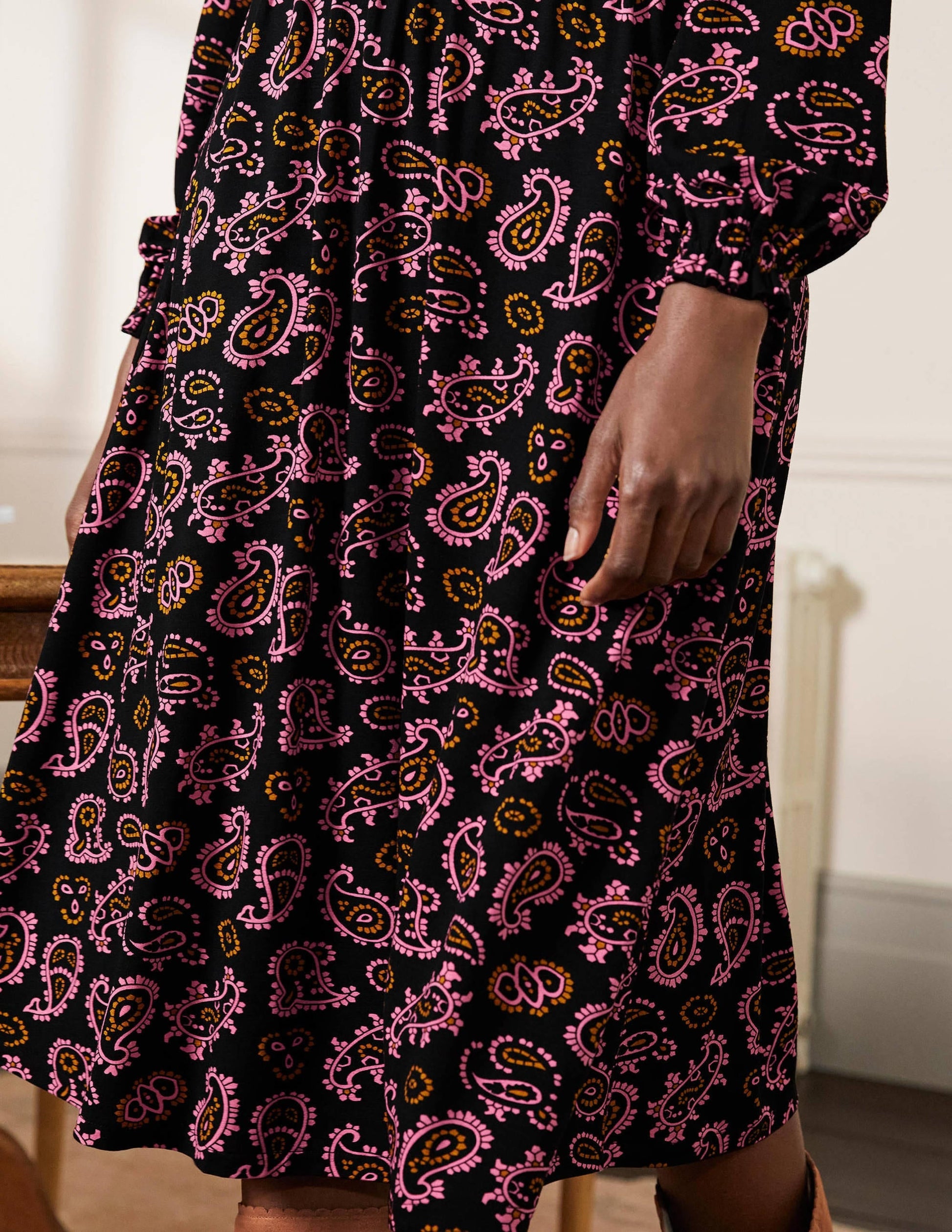 Evelyn Jersey Midi Dress-Azalea, Intricate Paisley-2
