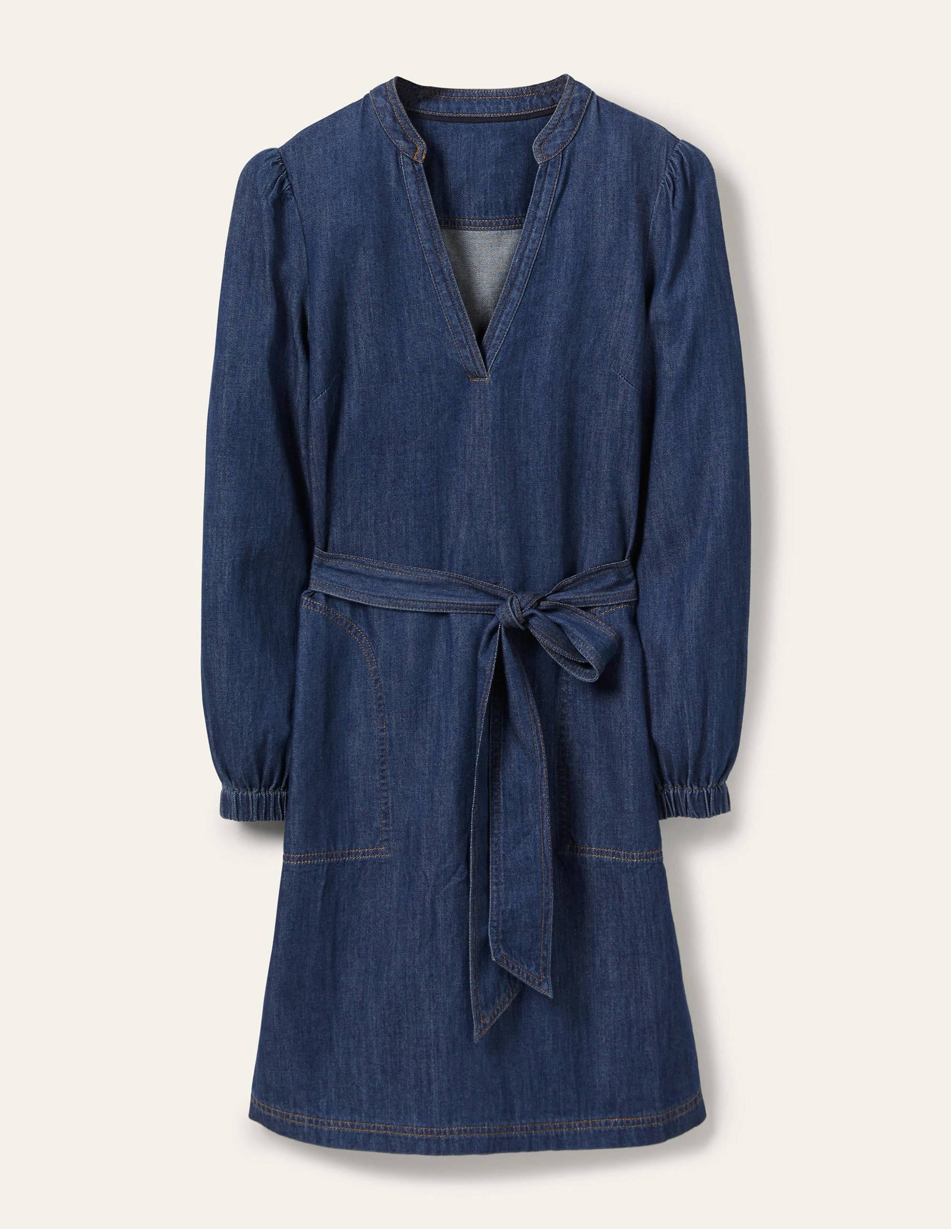Esmeralda Tie Waist Dress-Mid Vintage Denim-5