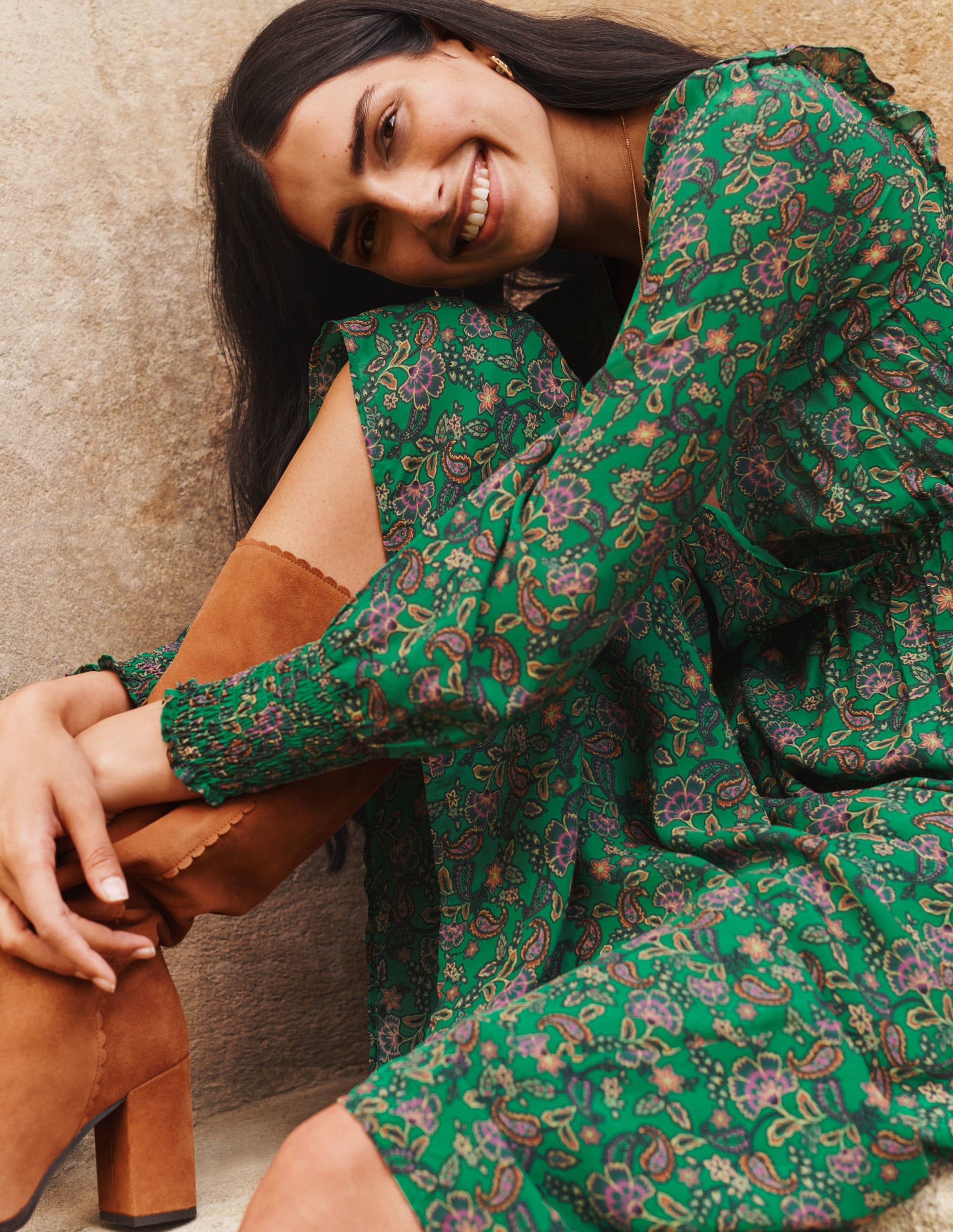 Becky Midi Wrap Dress-Highland Green, Exotic Floral-6