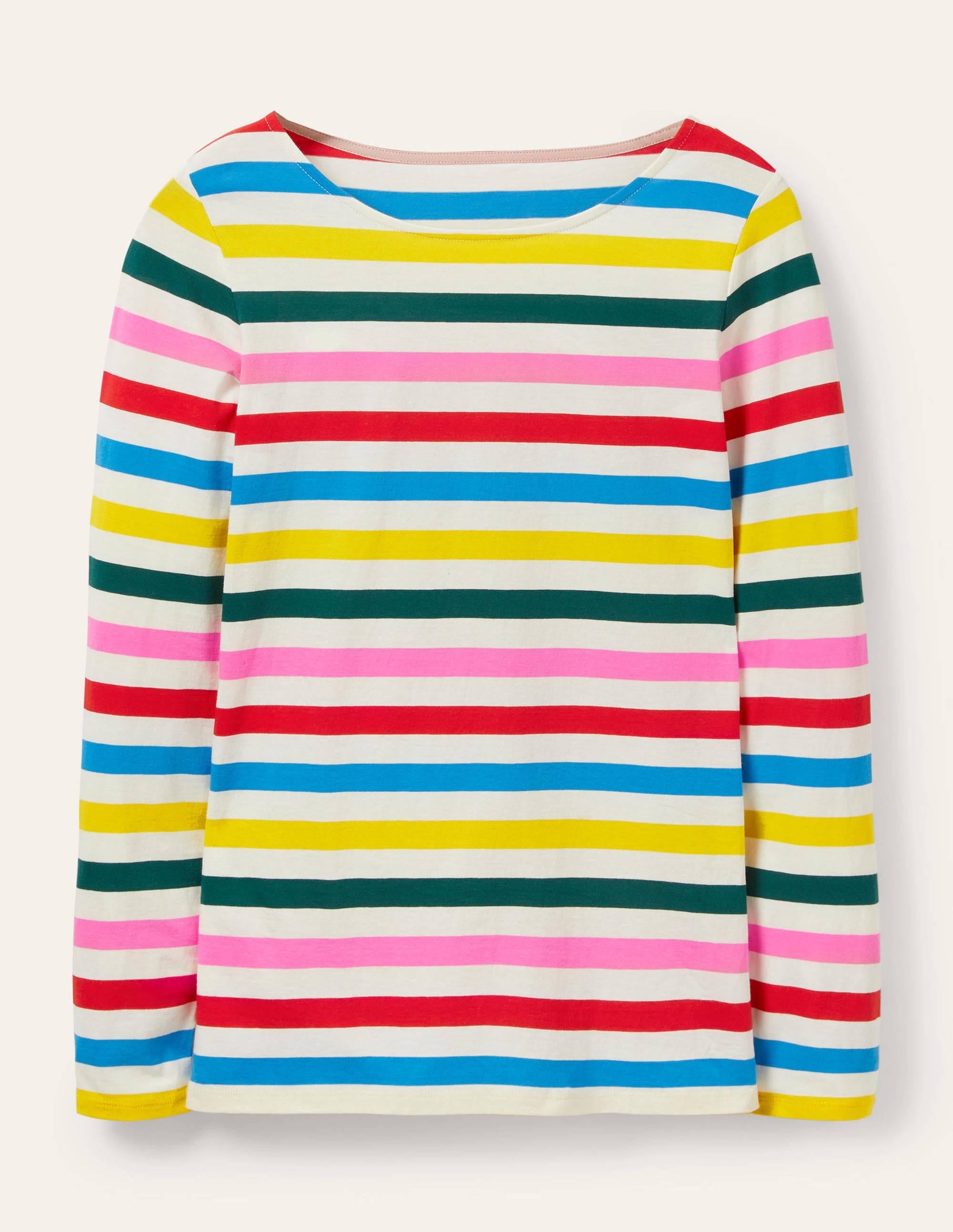Long Sleeve Breton Top-Deep Forest/ Red Pop Rainbow - Image 5