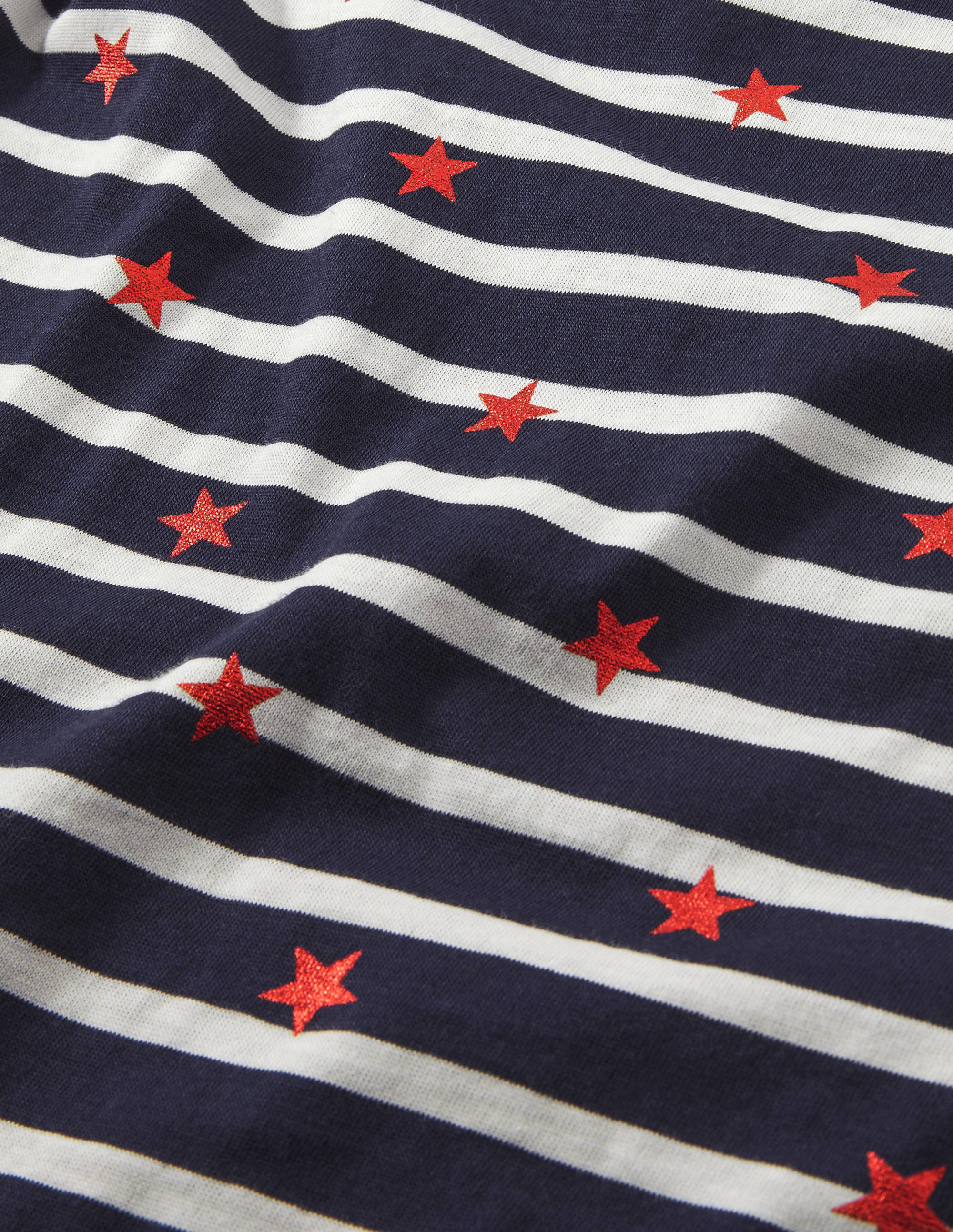 Long Sleeve Breton Top-Navy/ Ivory Red Foil Star - Image 5