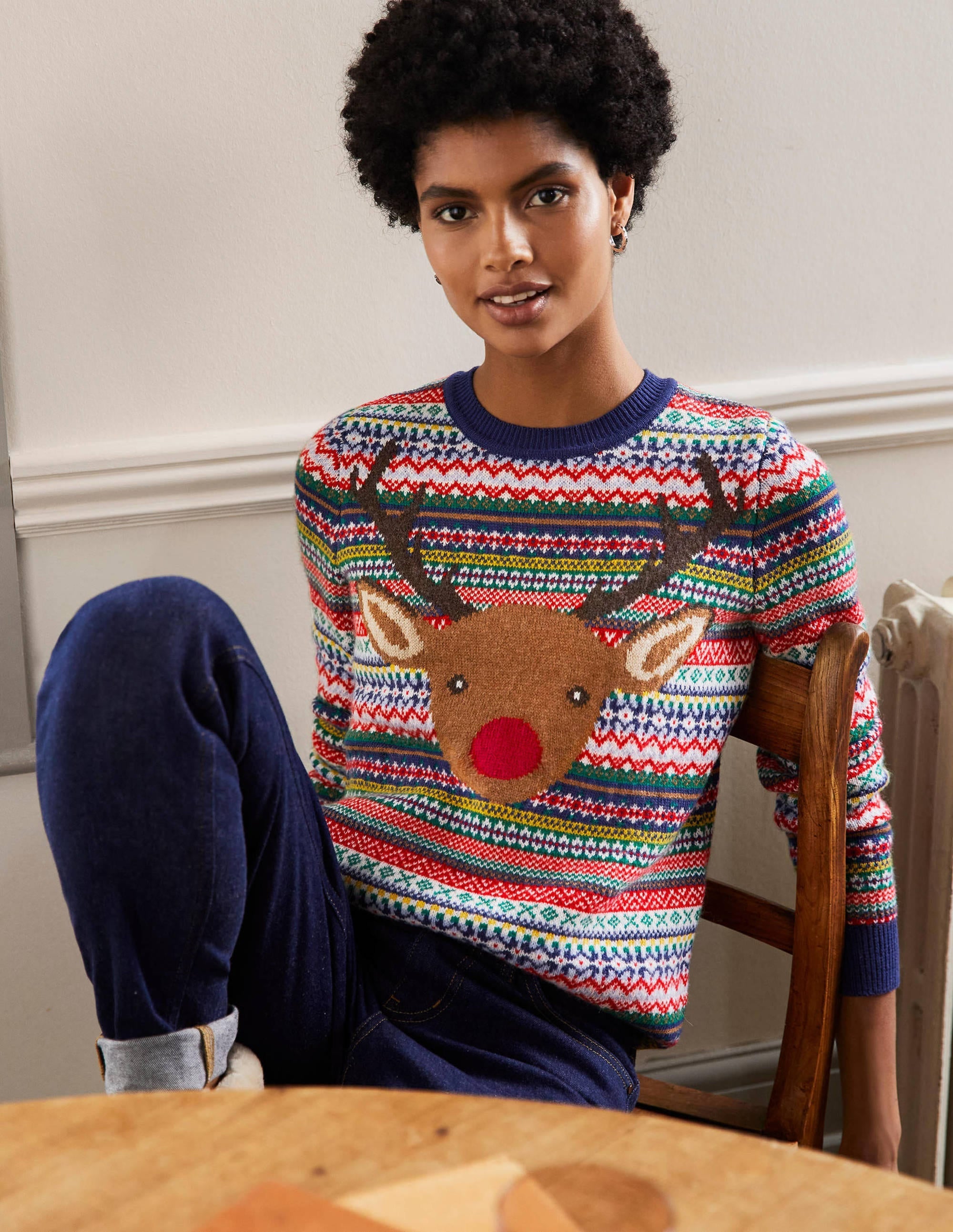 Christmas Jumper-Multi Navy Rudolph - Image 1