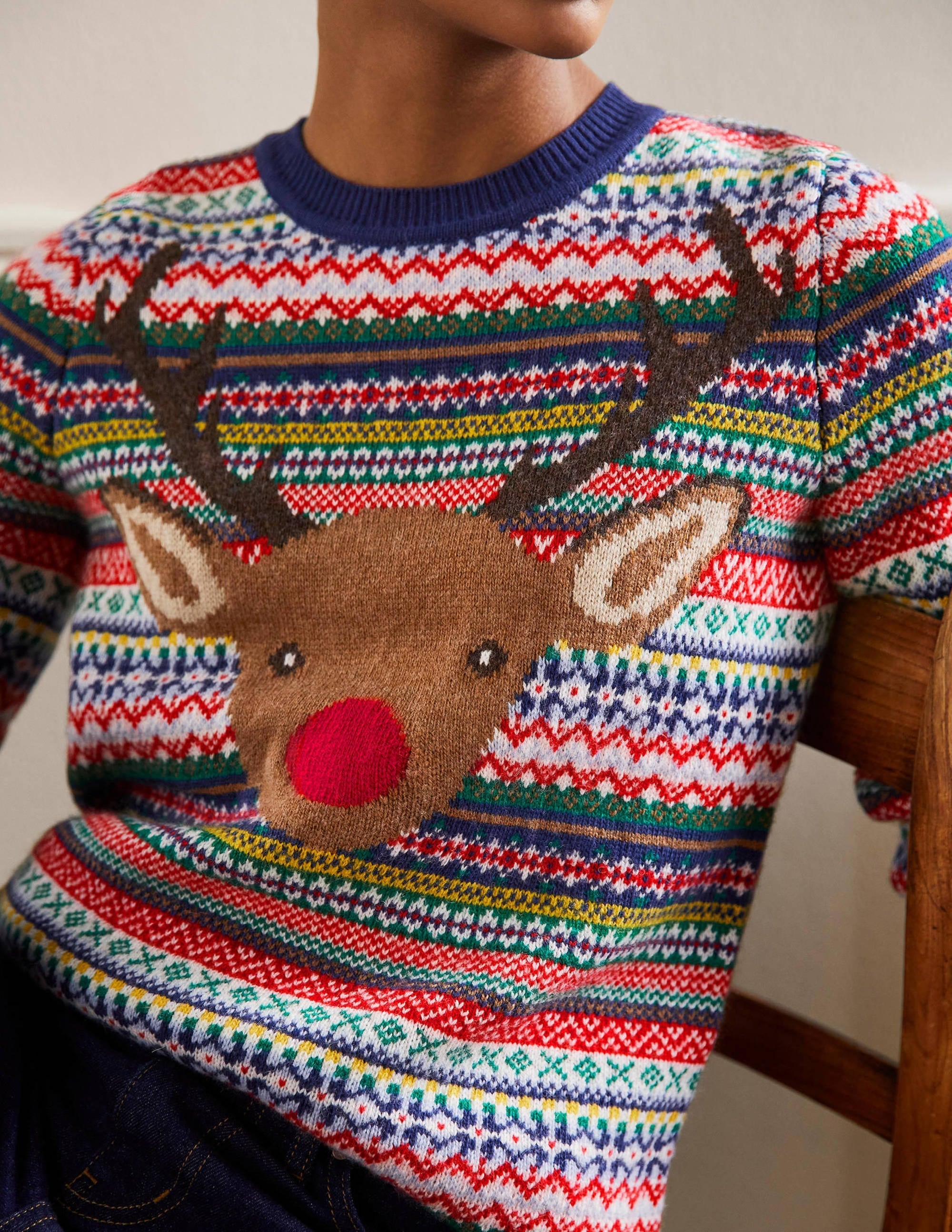 Christmas Jumper-Multi Navy Rudolph - Image 2