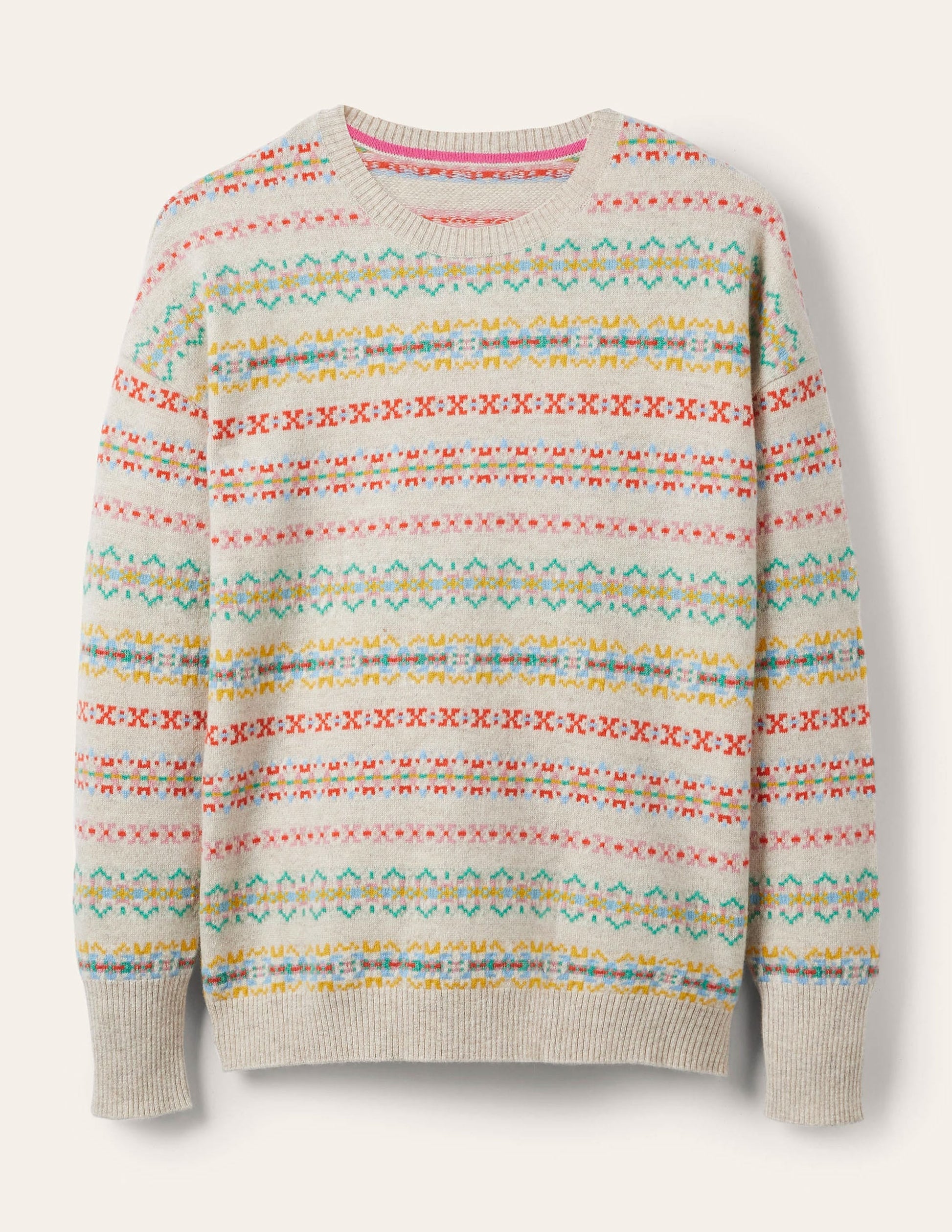 Margot Cashmere Jumper-Oatmeal Melange, Fair Isle-5