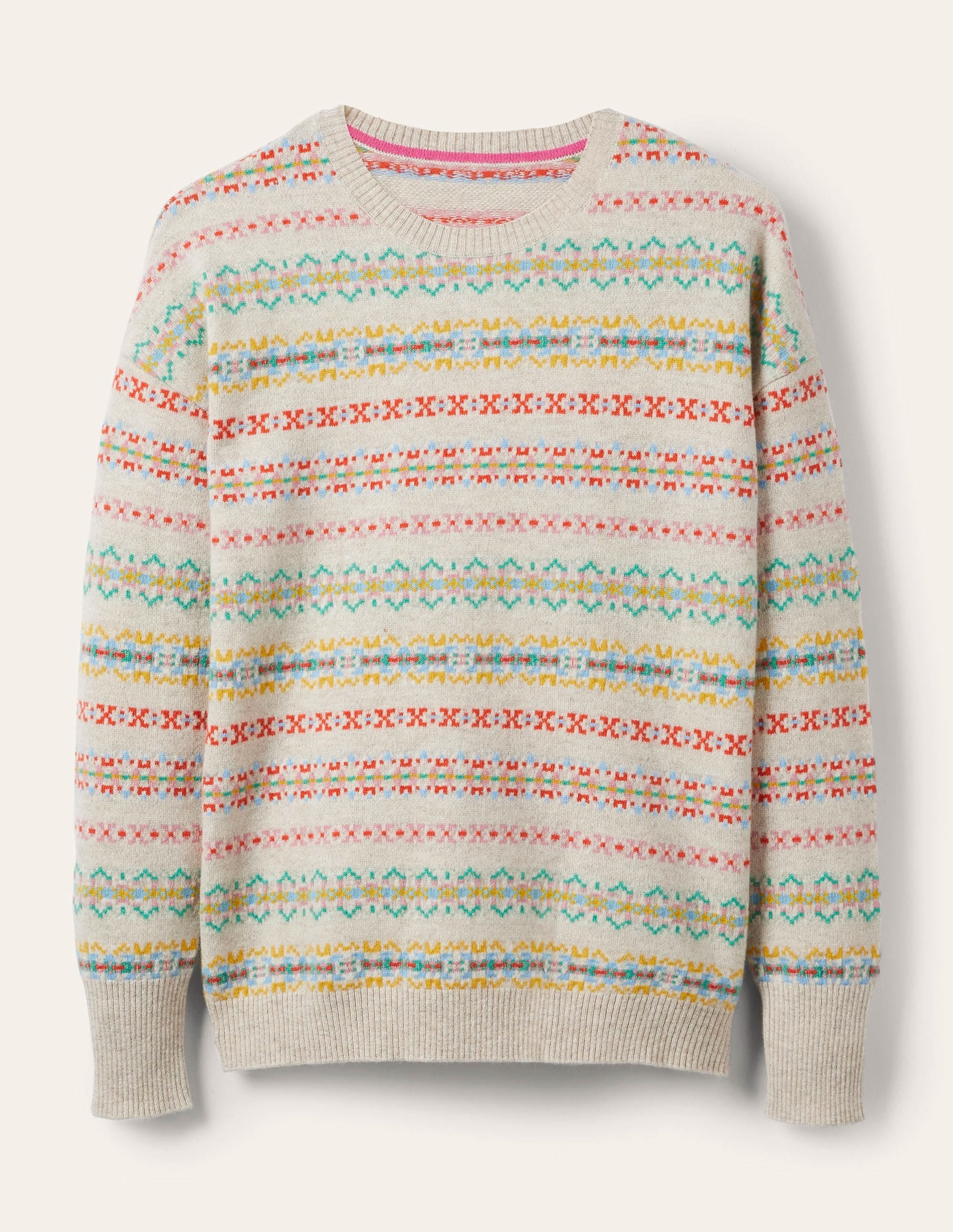Margot Cashmere Jumper-Oatmeal Melange, Fair Isle - Image 5