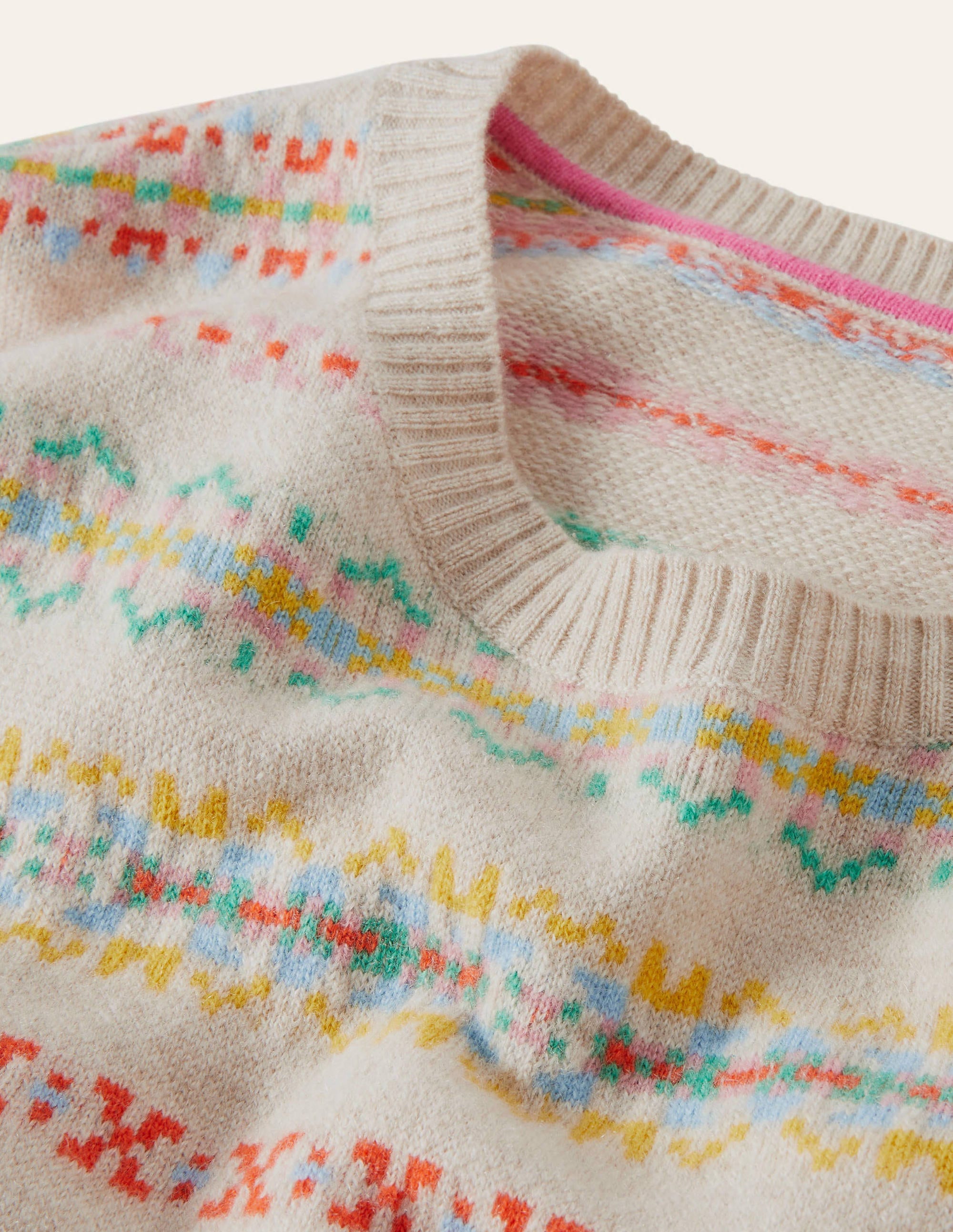 Margot Cashmere Jumper-Oatmeal Melange, Fair Isle - Image 6