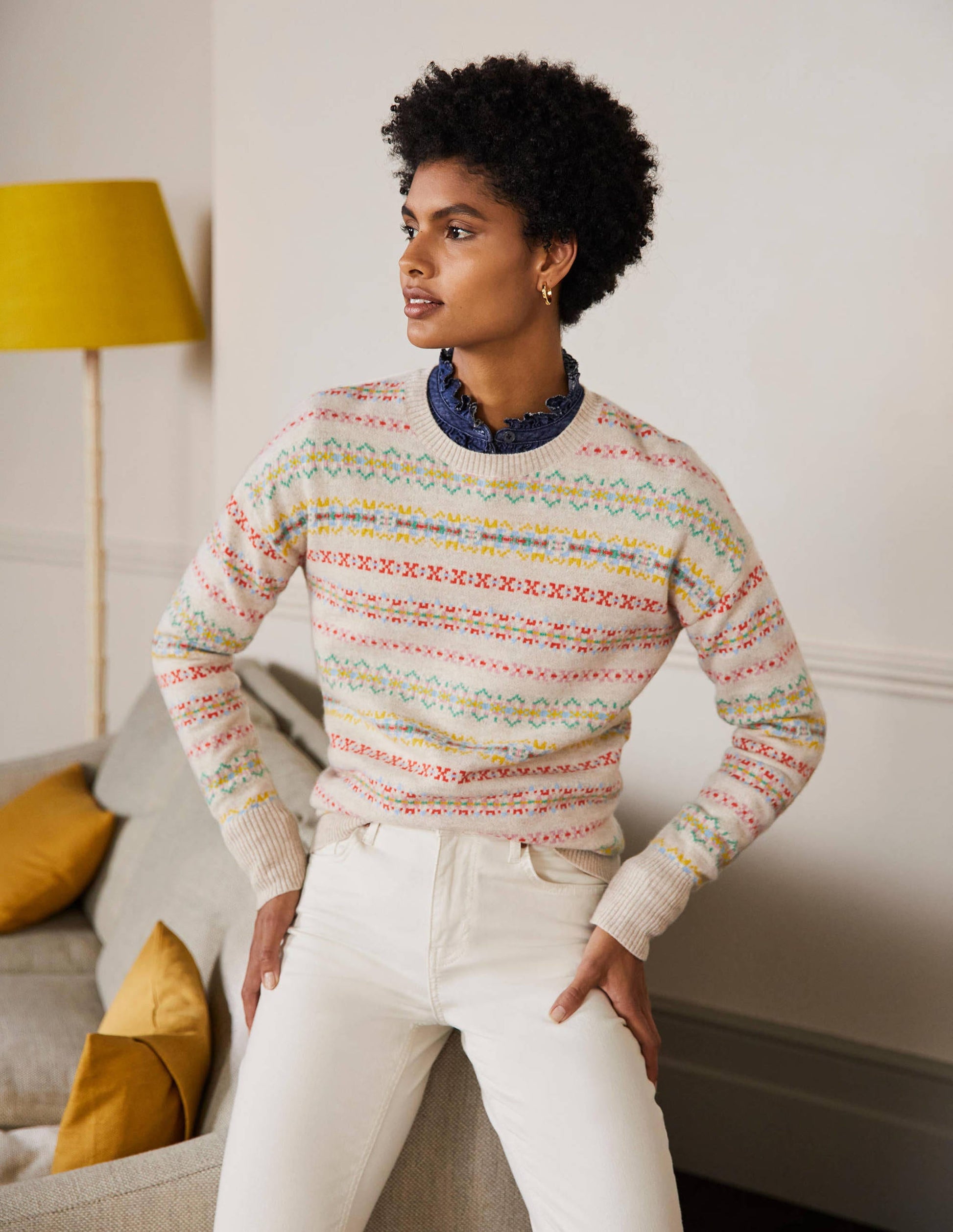 Margot Cashmere Jumper-Oatmeal Melange, Fair Isle-1