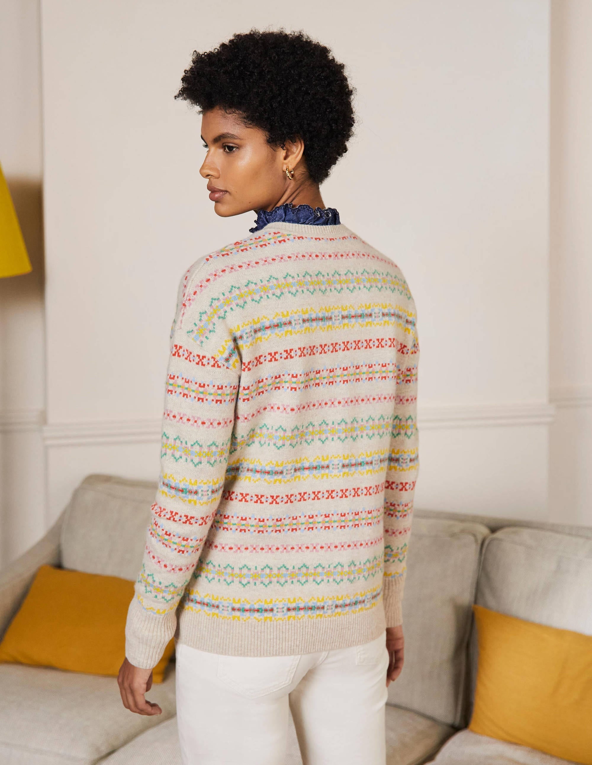 Margot Cashmere Jumper-Oatmeal Melange, Fair Isle - Image 3