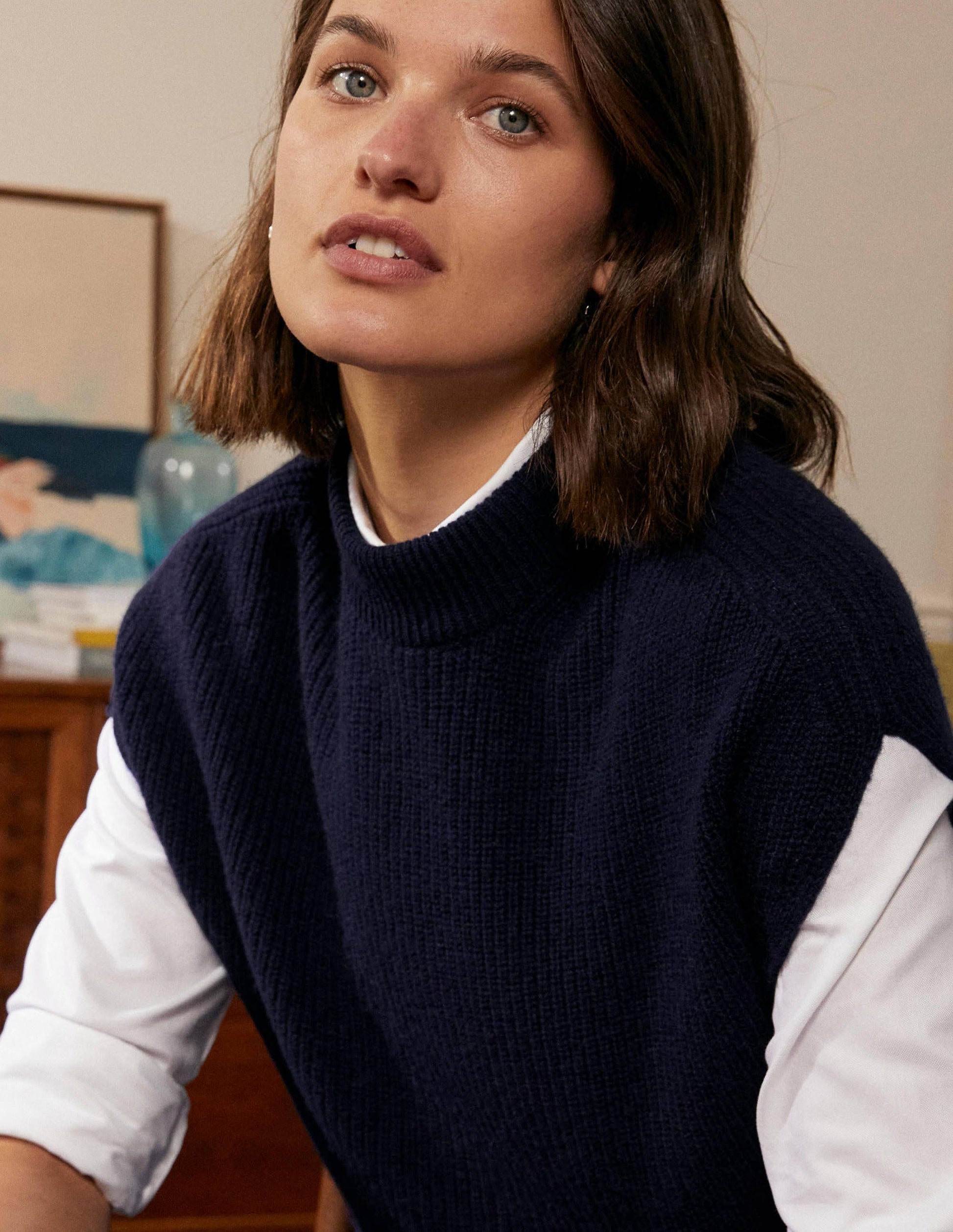 Relaxed Rib Sleeveless Jumper-Navy-5