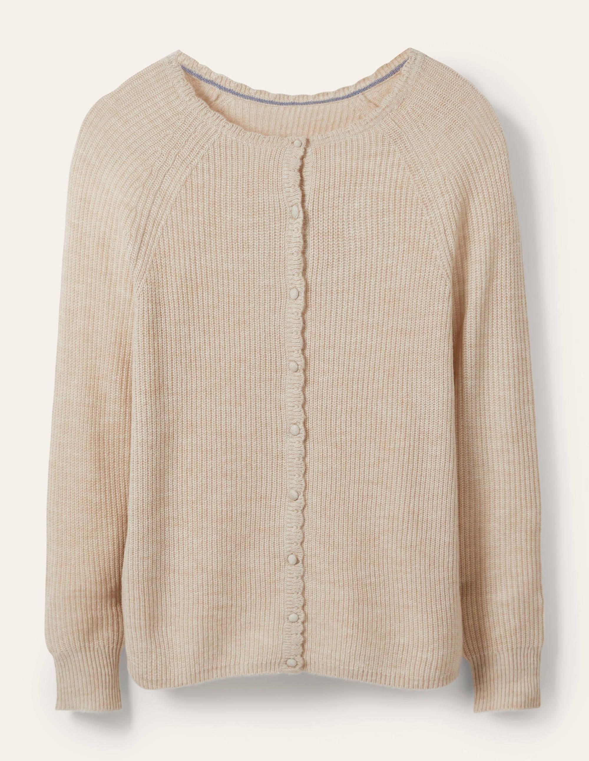 Ella Scallop Fluffy Cardigan-Oatmeal Melange - Image 5