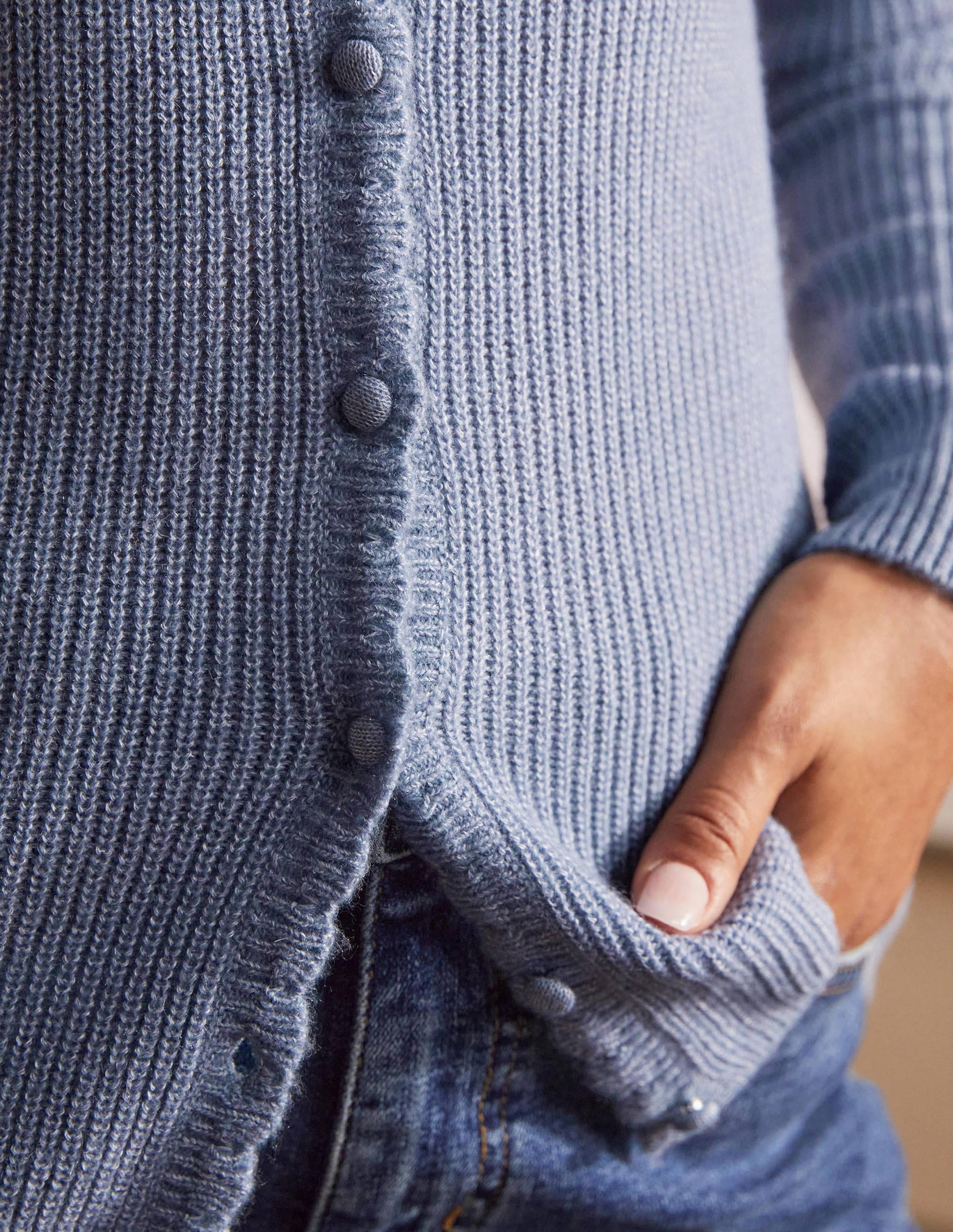 Ella Scallop Fluffy Cardigan-River-4