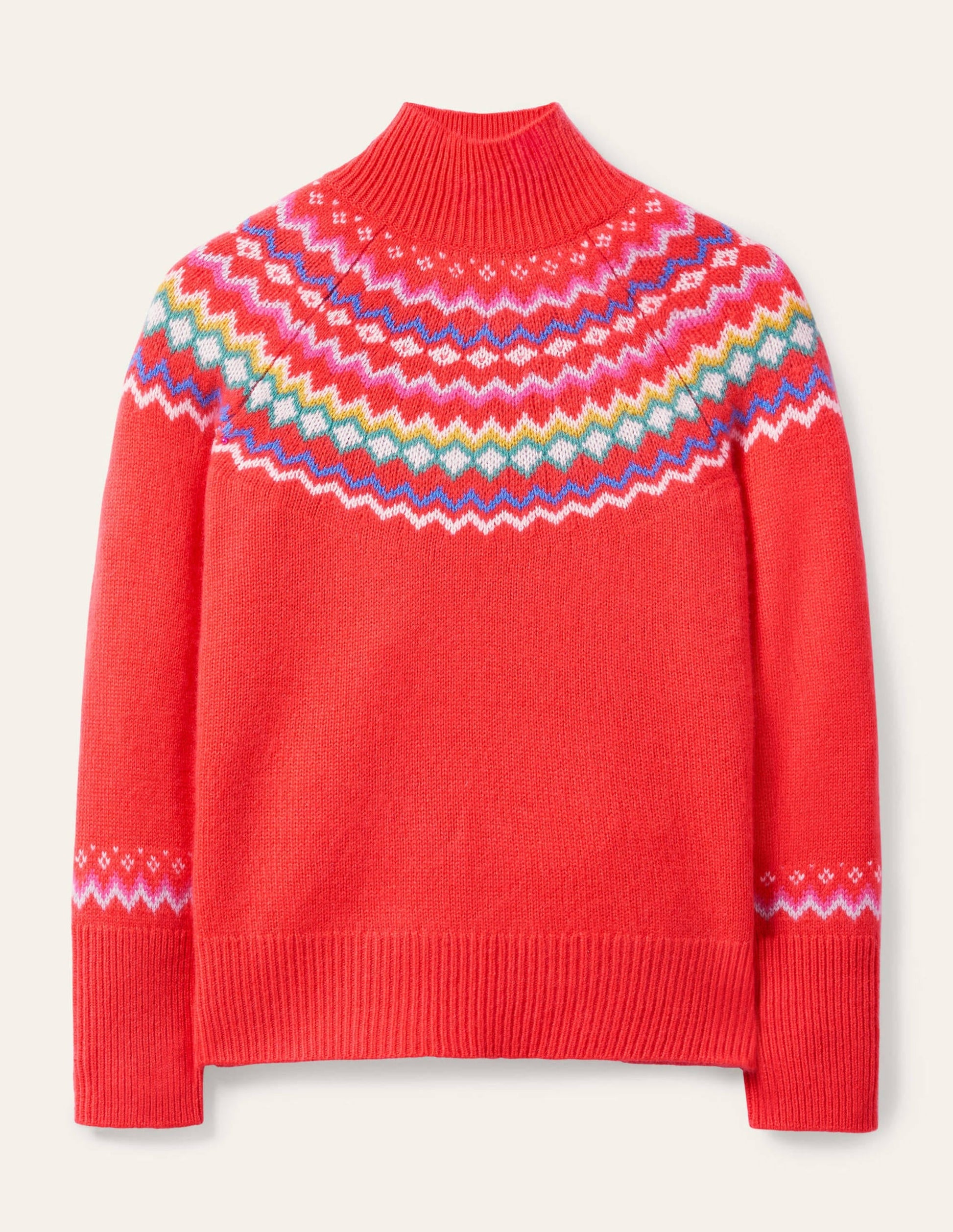 Anna Cashmere Jumper-Coral Fair Isle-5