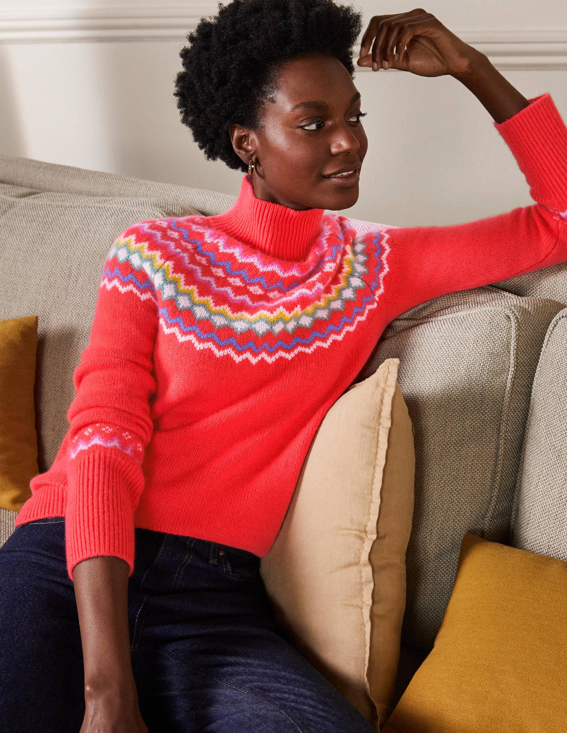 Anna Cashmere Jumper-Coral Fair Isle-1