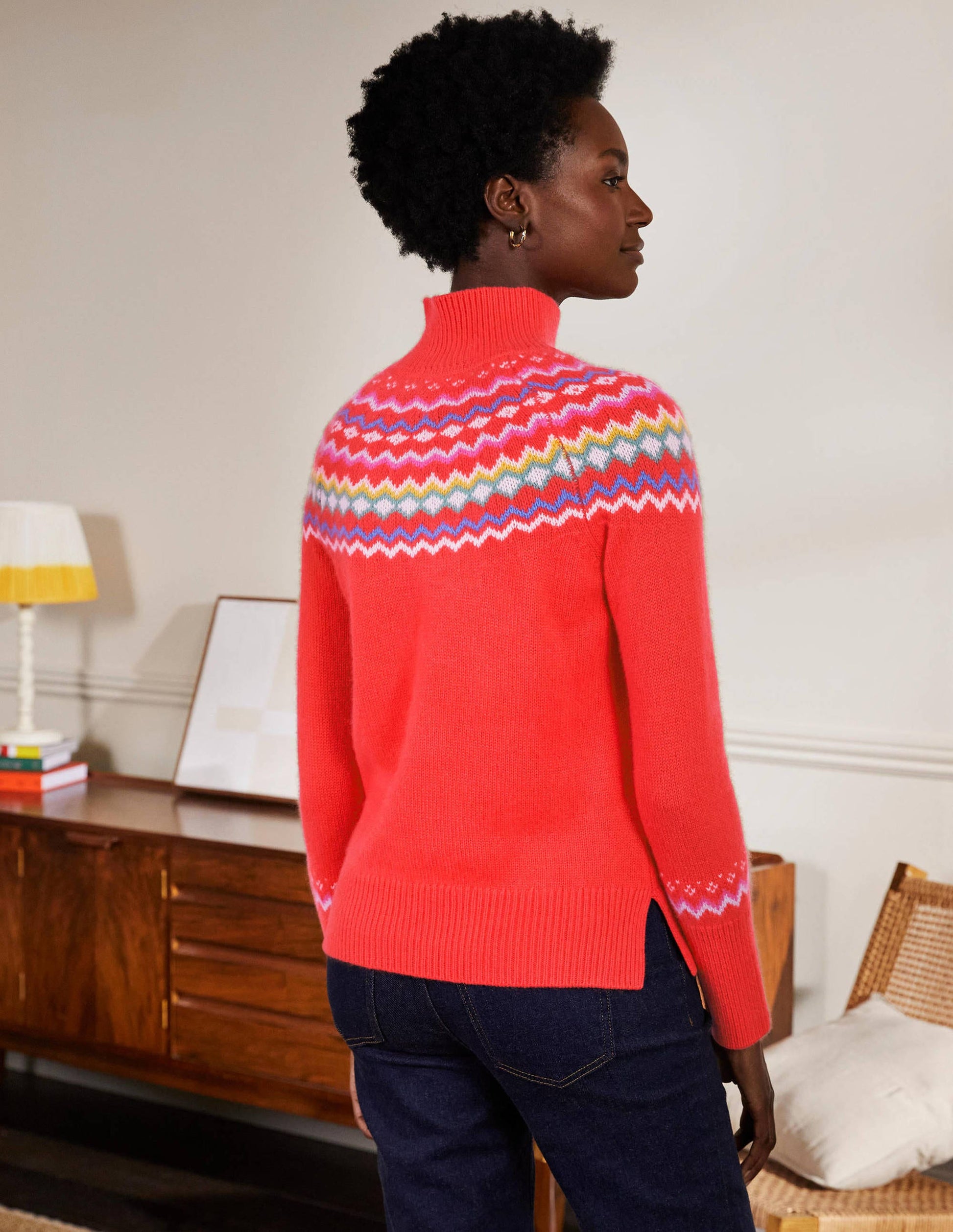 Anna Cashmere Jumper-Coral Fair Isle-3