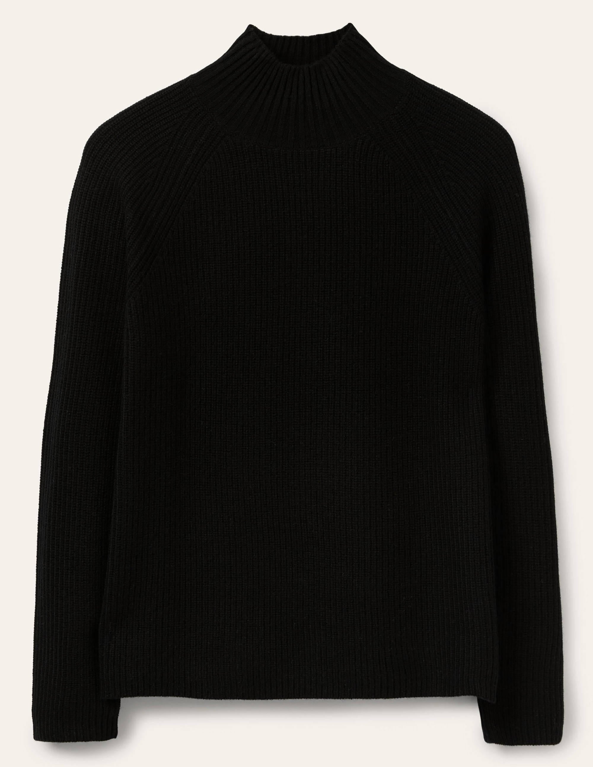 Mia Ribbed High Neck Jumper-Black - Image 6
