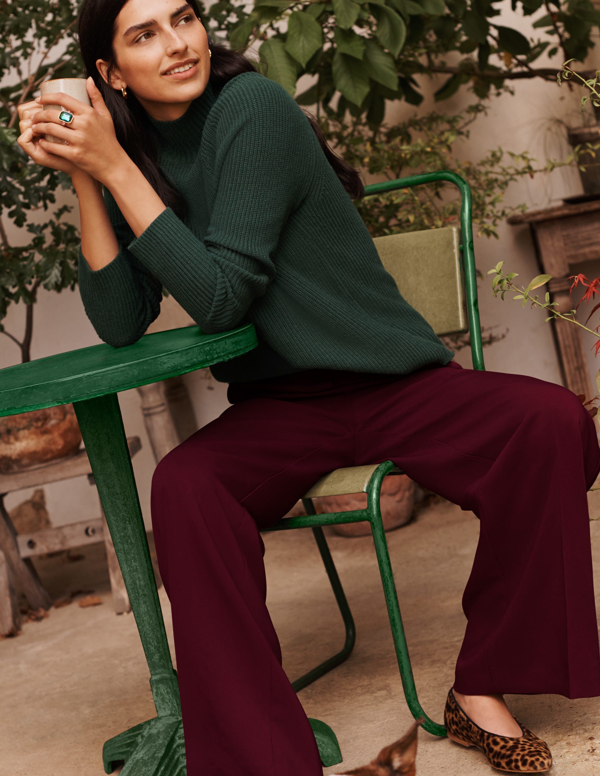 Mia Ribbed High Neck Jumper-Midnight Garden - Image 8