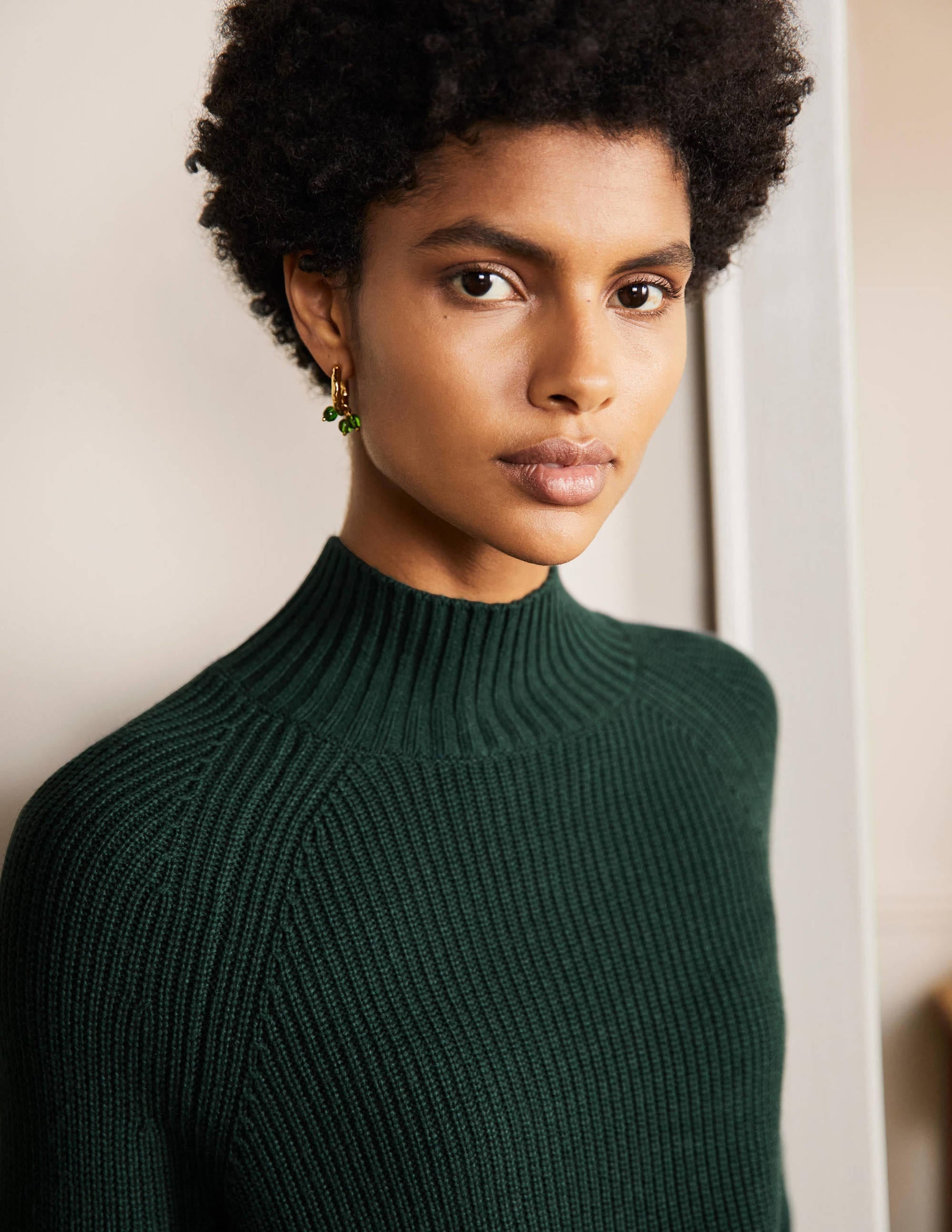 Mia Ribbed High Neck Jumper-Midnight Garden - Image 2
