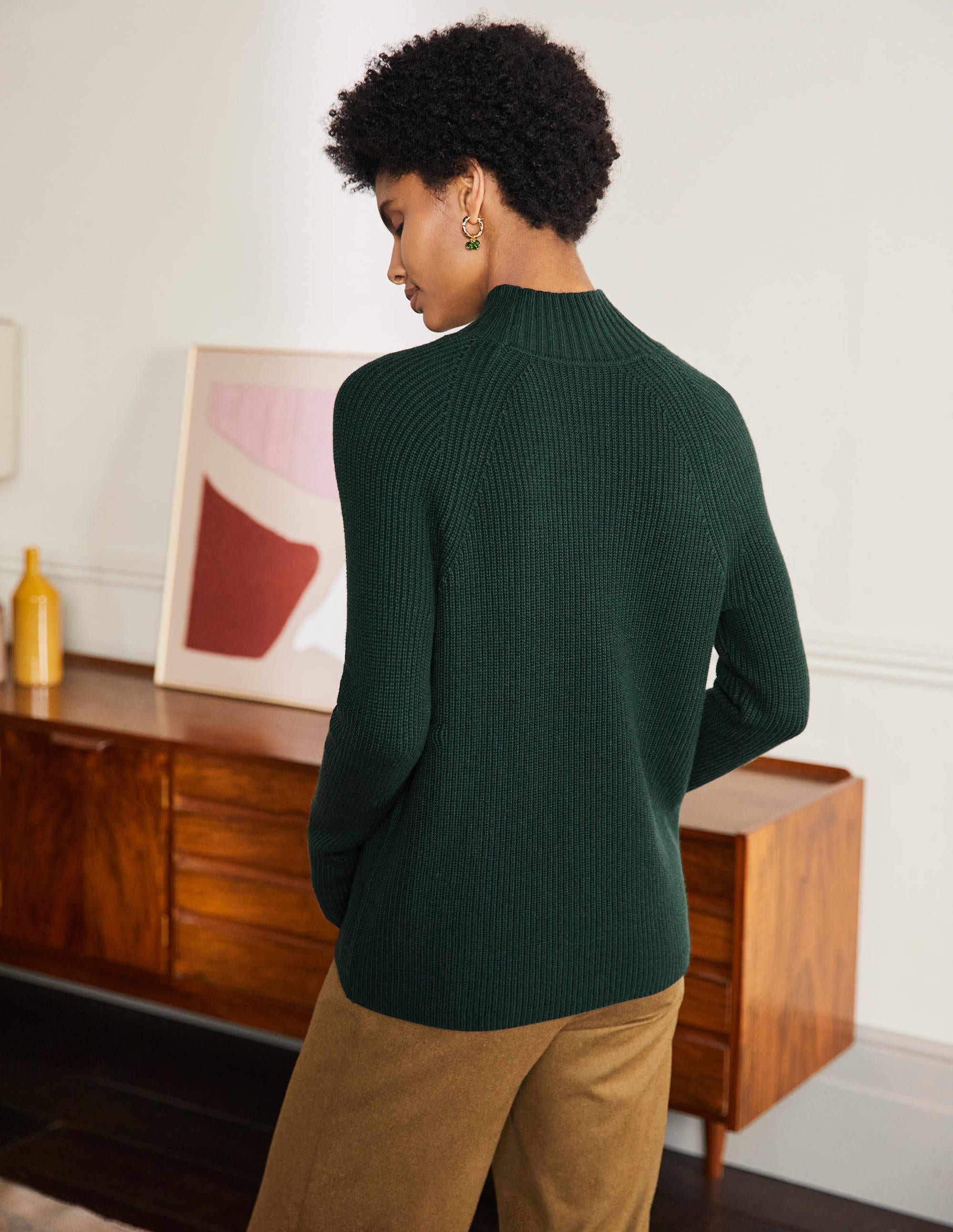 Mia Ribbed High Neck Jumper-Midnight Garden - Image 3
