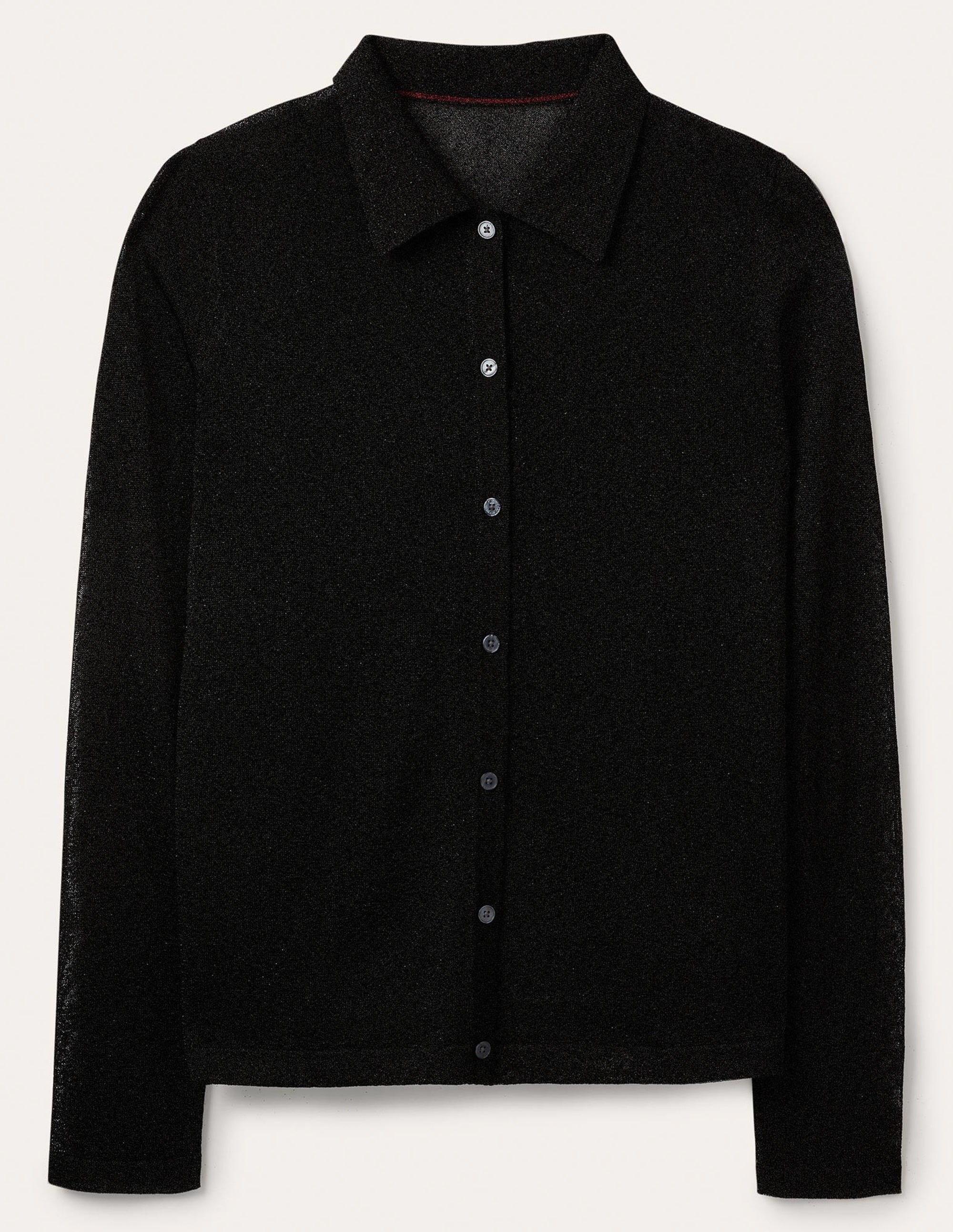 Knitted Sparkle Shirt-Black Metallic - Image 6