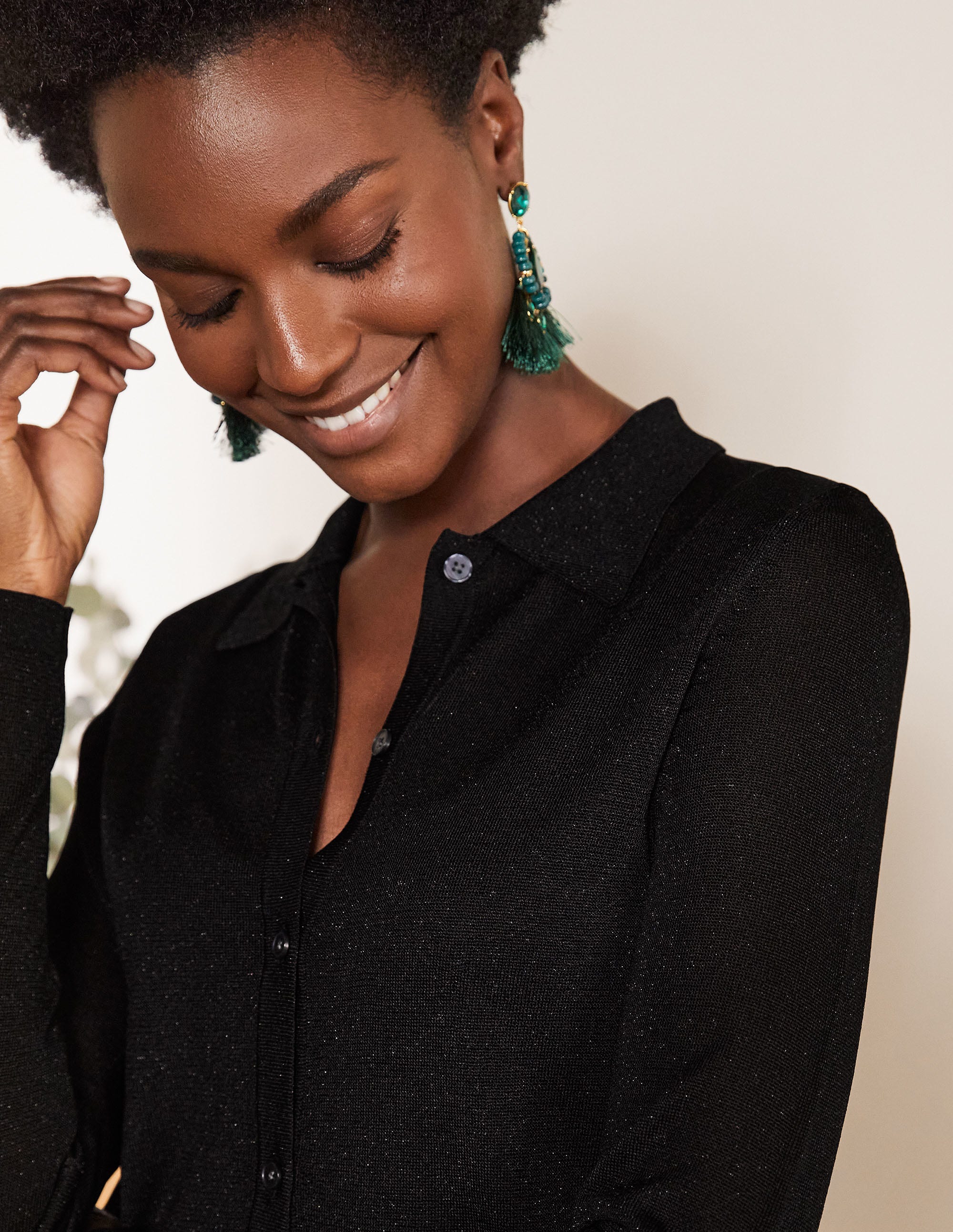 Knitted Sparkle Shirt-Black Metallic - Image 2