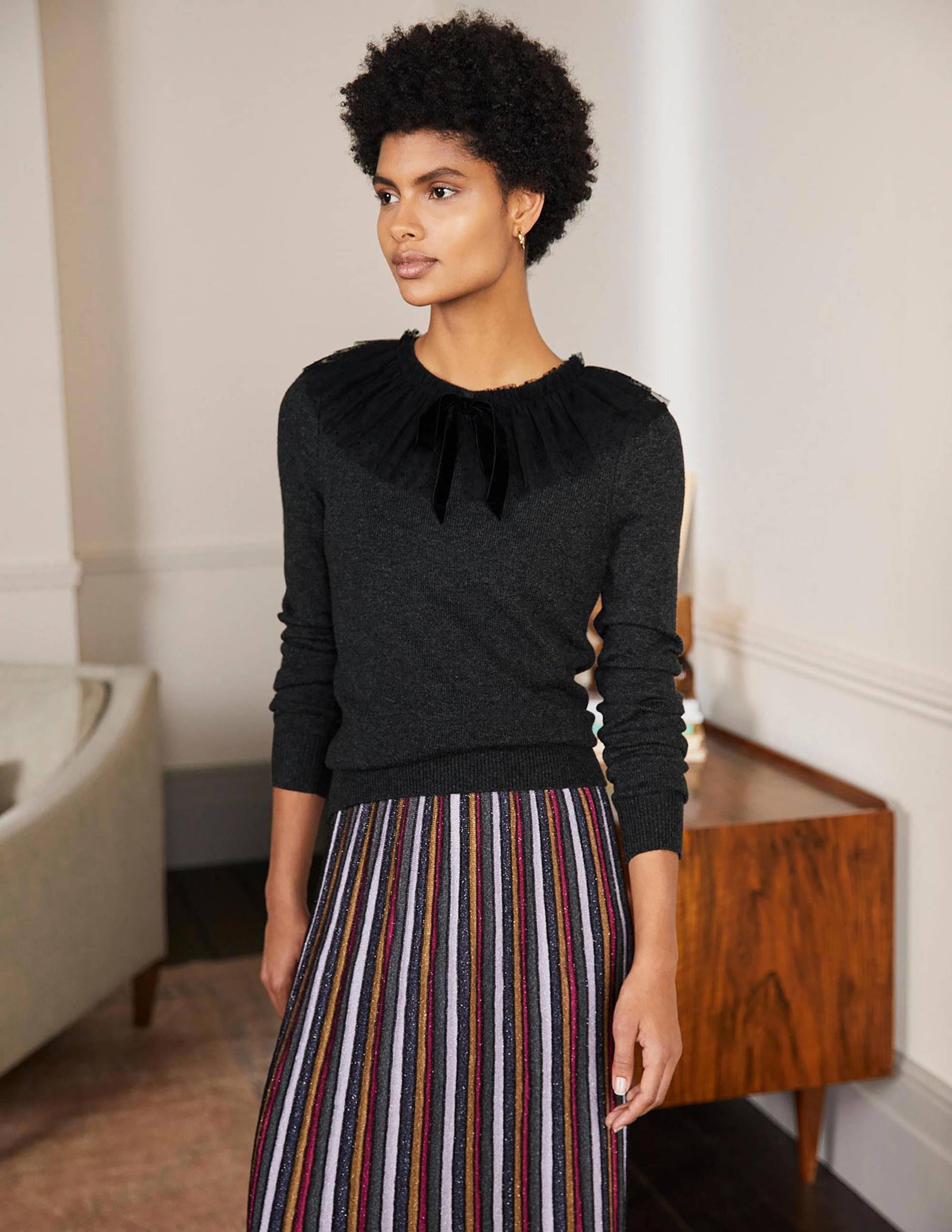Felicity Embellished Jumper-Charcoal Melange-1