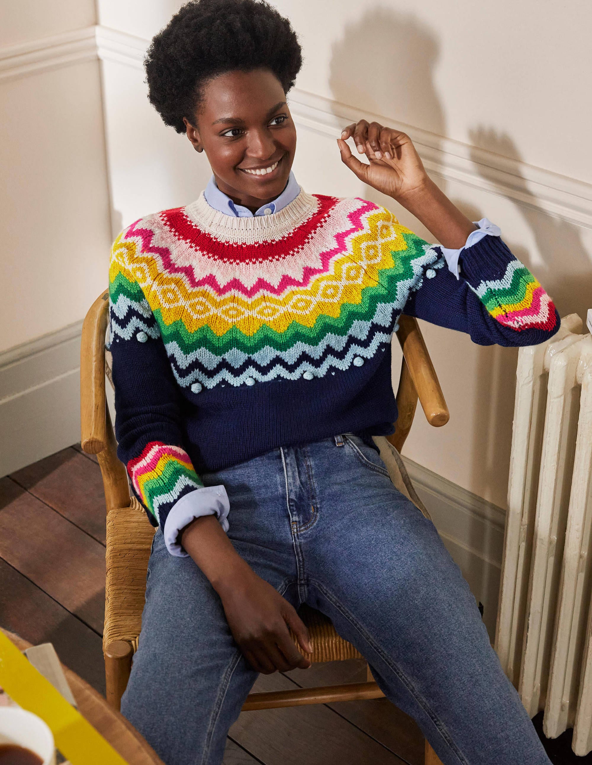 Relaxed Fair Isle Jumper-Starboard Blue - Image 1