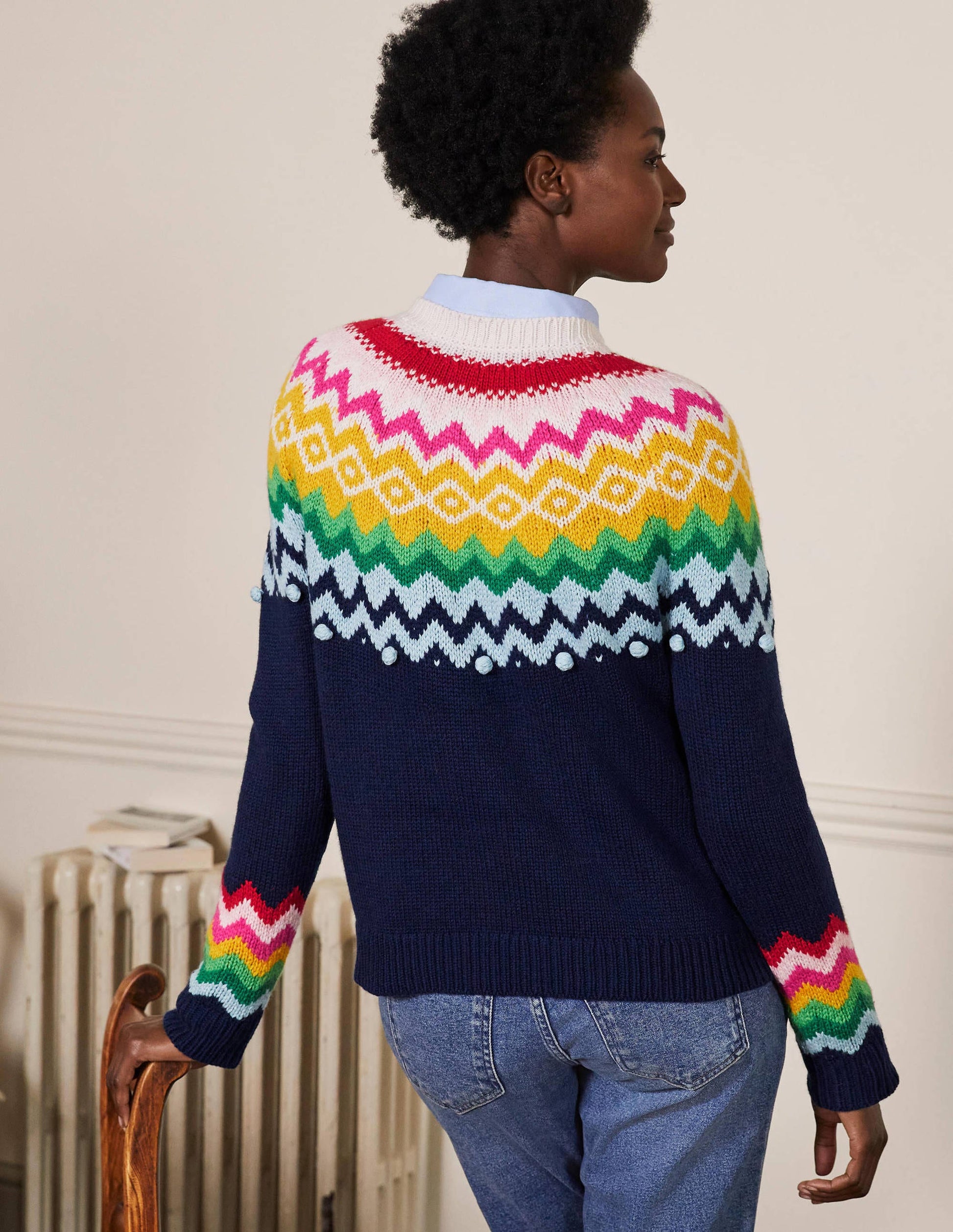 Relaxed Fair Isle Jumper-Starboard Blue-3