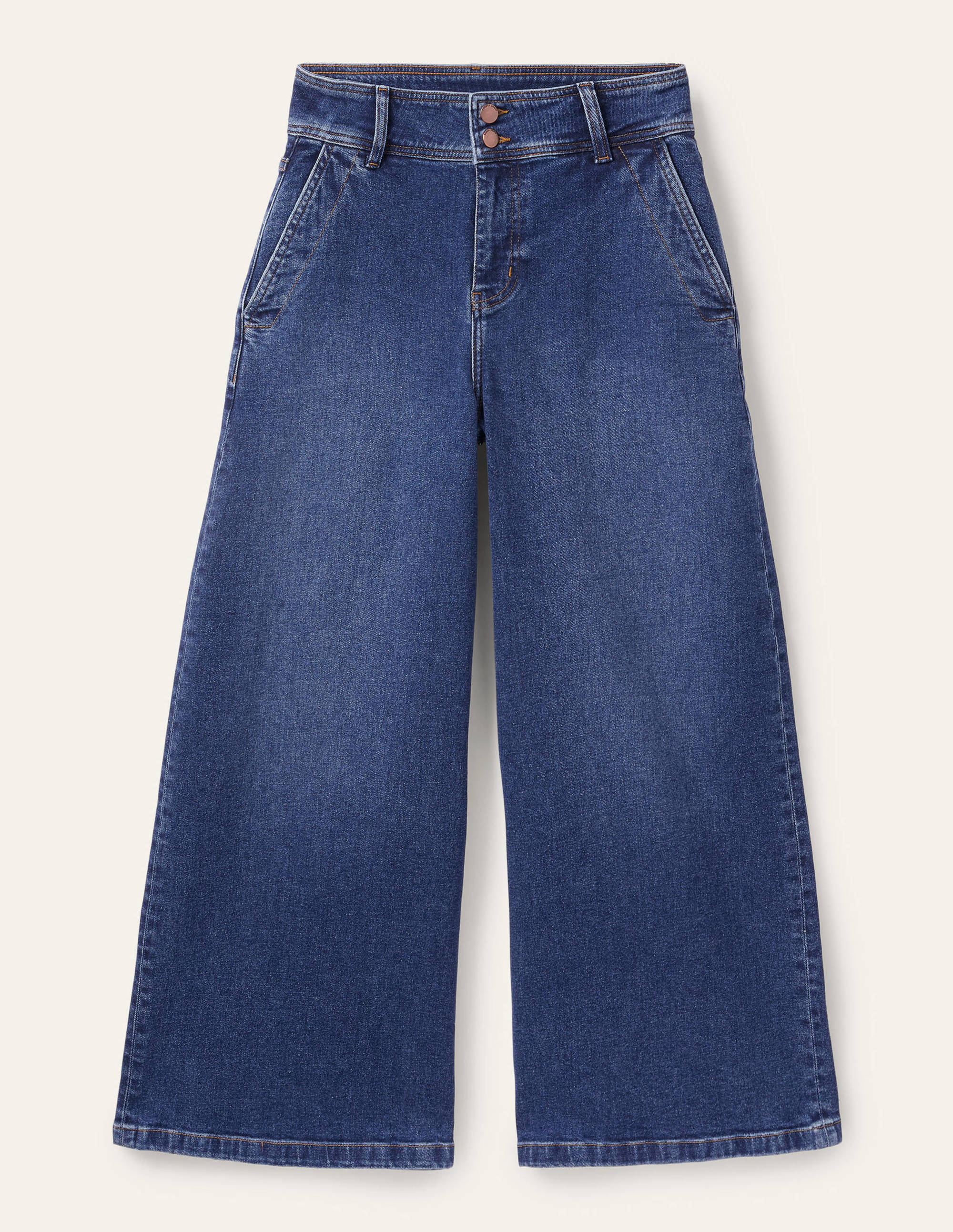 Wide Leg Denim Culottes-Mid Vintage - Image 7